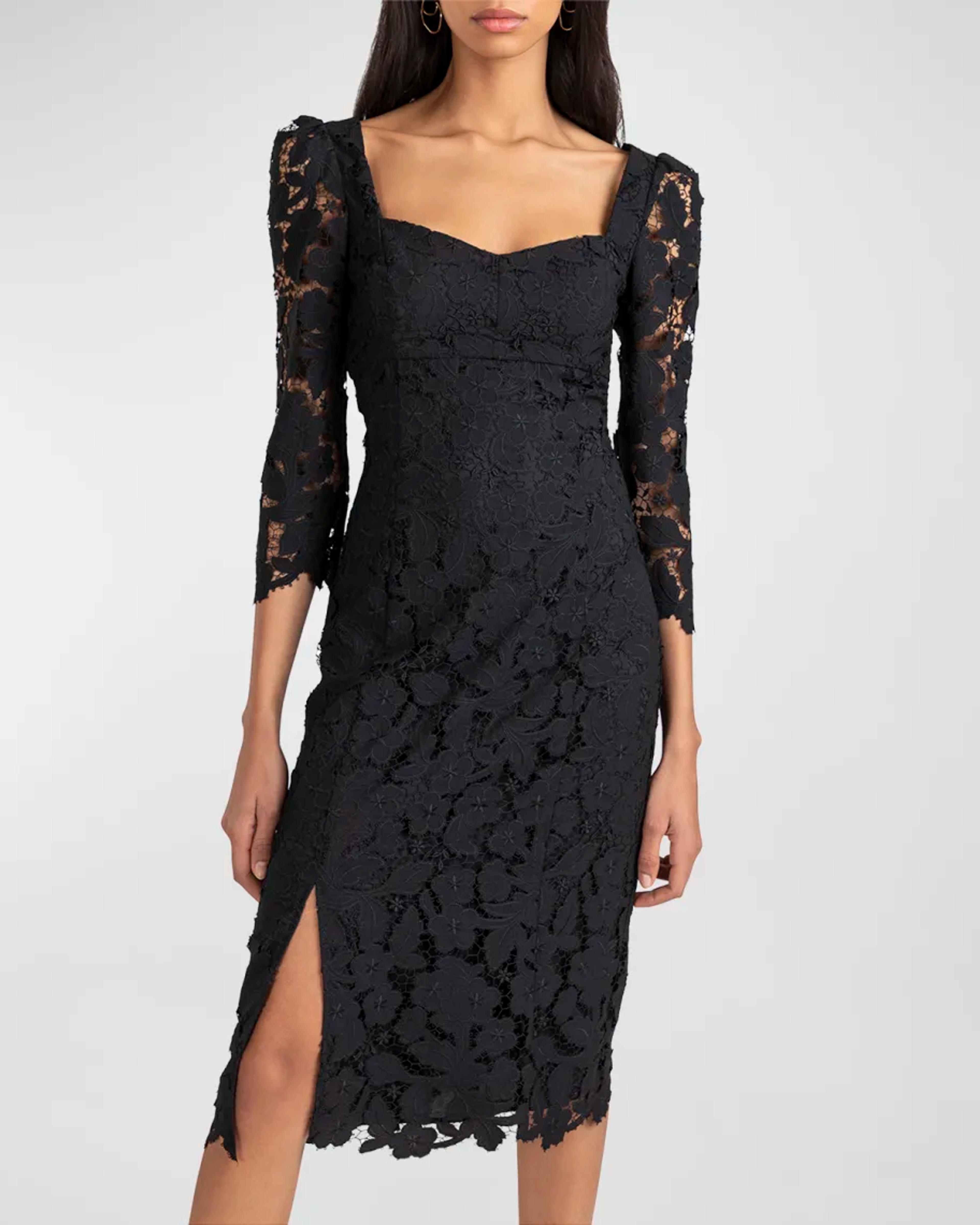 Shoshanna Calista Sweetheart Lace Midi Dress