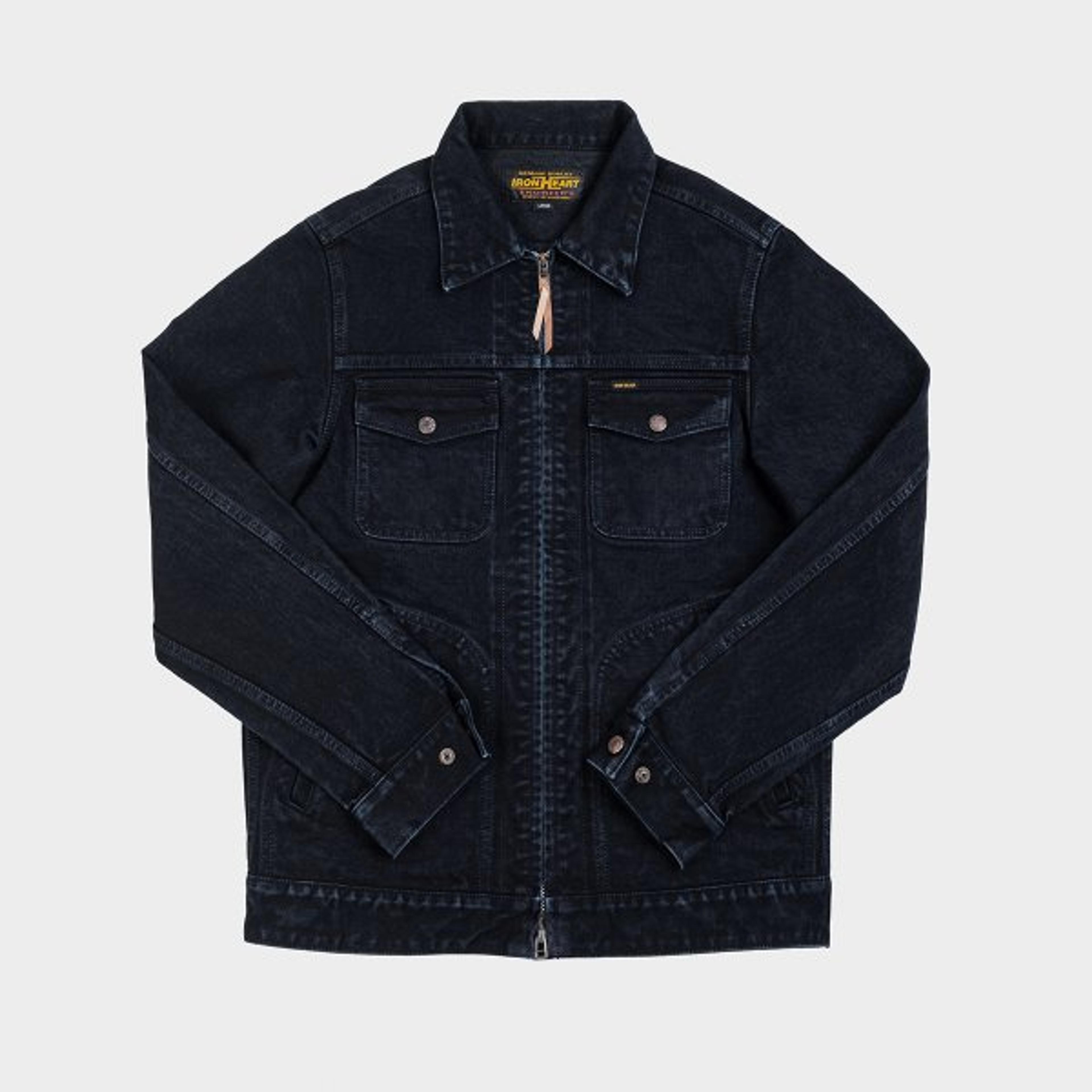 14oz Broken Twill Selvedge Denim Work Jacket - Indigo Overdyed Black