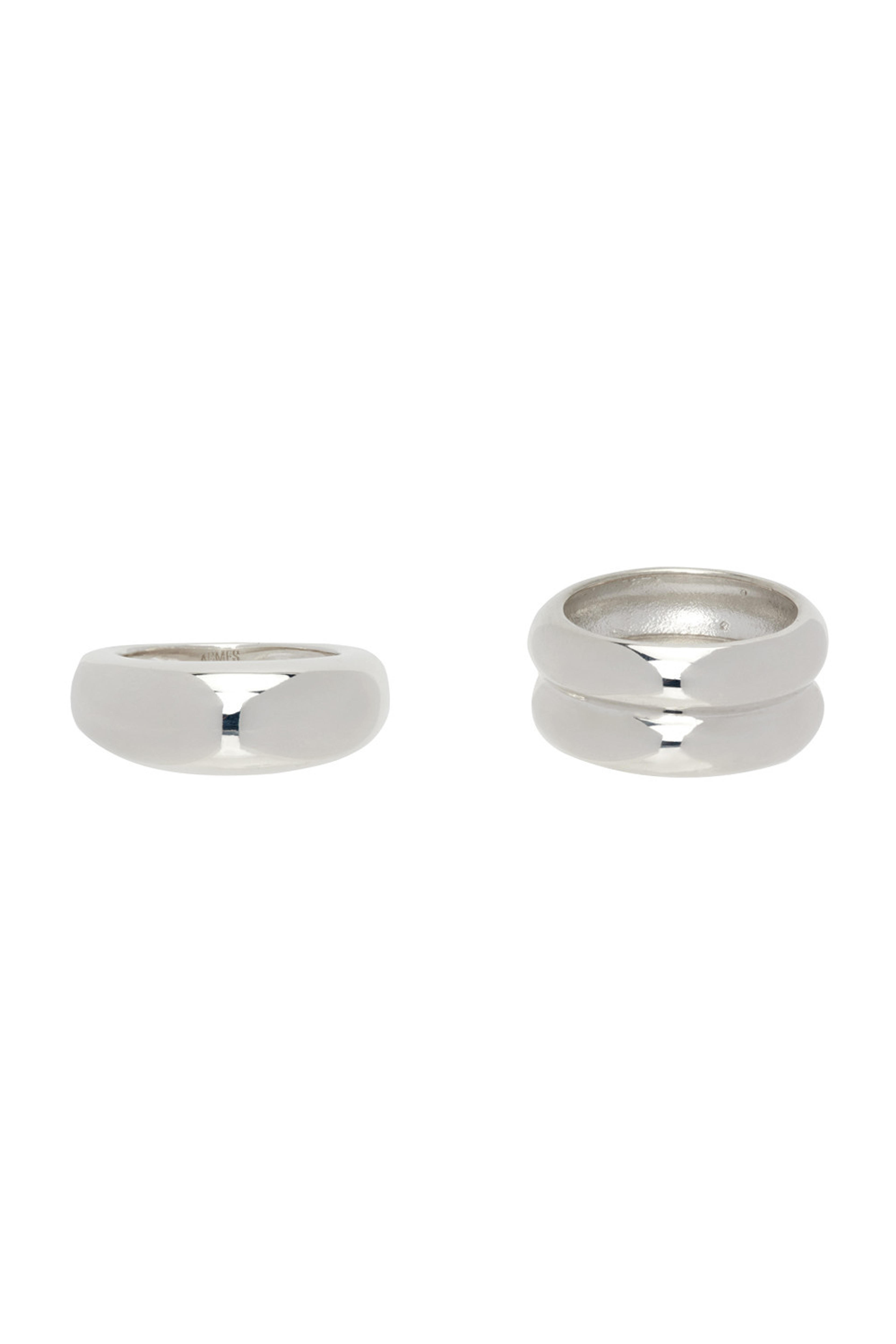 AGMES - Silver Domed Ridge Ring Set