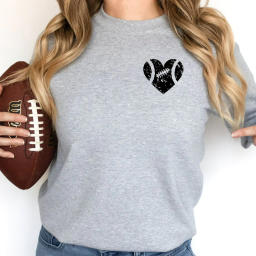 Football Distressed Heart Sweatshirt, Football Mom Crewneck, Gift for – Signature T-Shirtz
