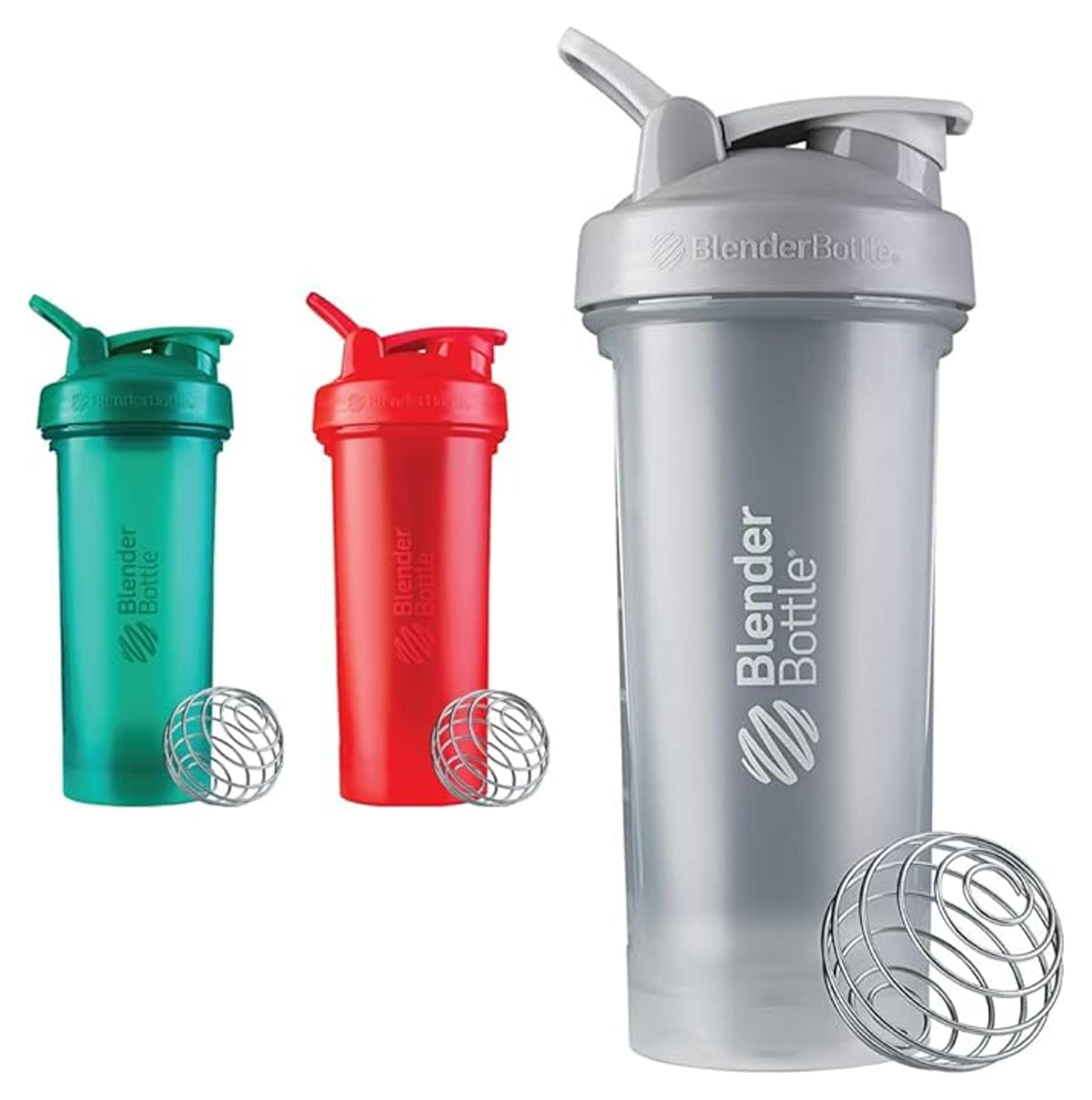 BlenderBottle Classic V2 Shaker Bottle Perfect for Protein Shakes and Pre Workout, 28-Ounce, Red, Green & Classic V2 Shaker Bottle Perfect for Protein Shakes and Pre Workout, 28-Ounce, Pebble Grey Shaker Bottle + Shaker Bottle, Pebble Grey