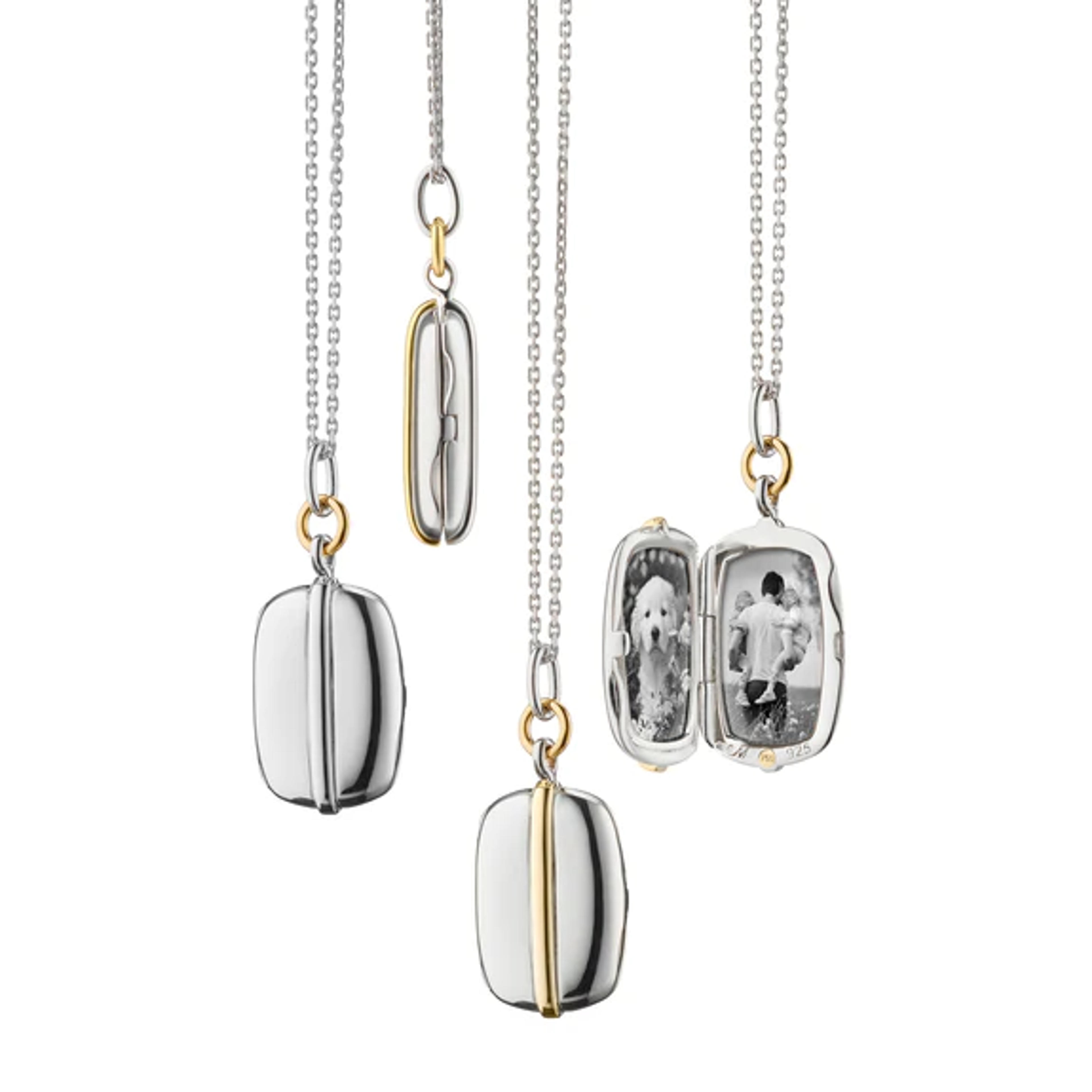 Slim Rectangle "Brie" Two-Tone Locket | Monica Rich Kosann