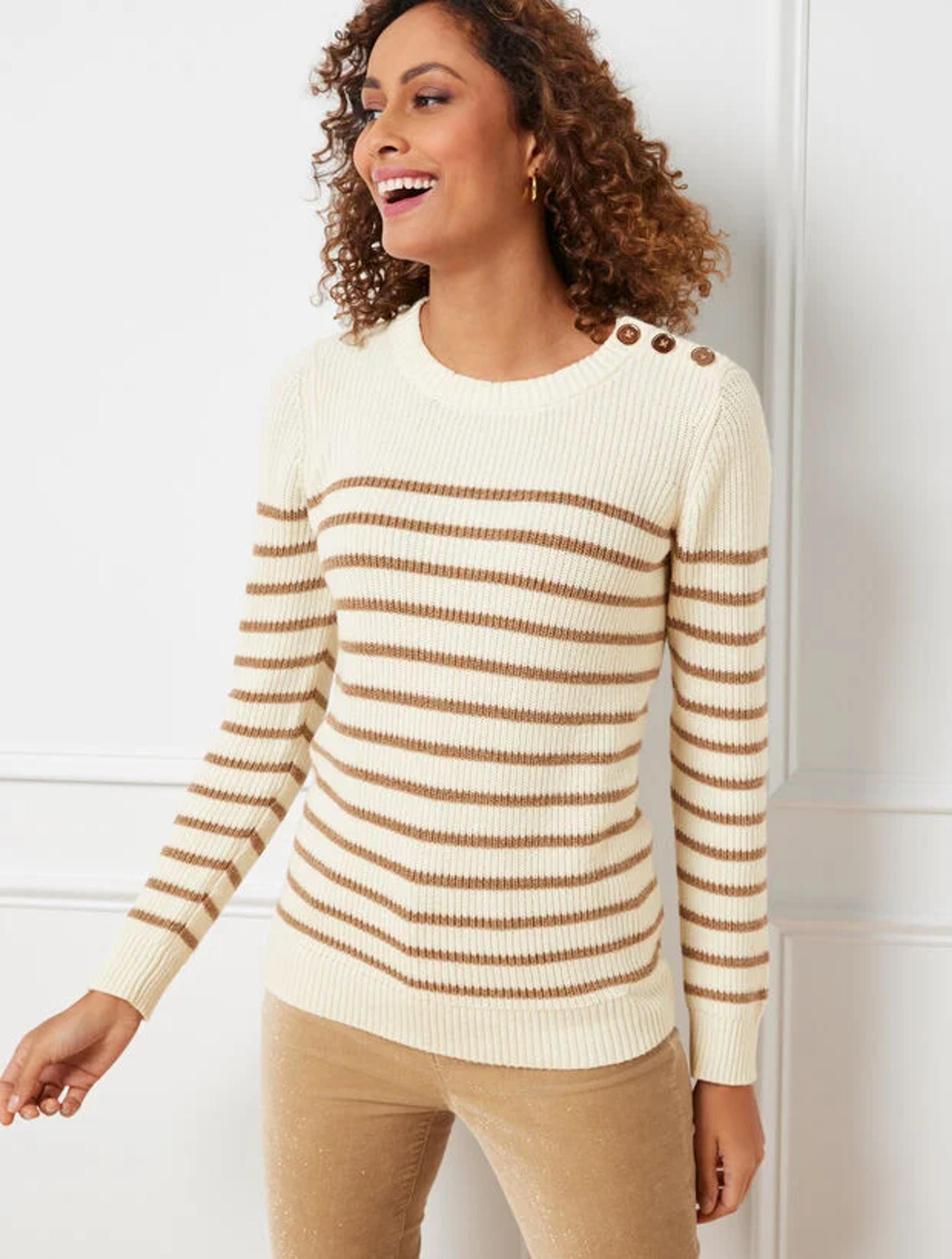 Metallic Stripe Crewneck Sweater | Talbots