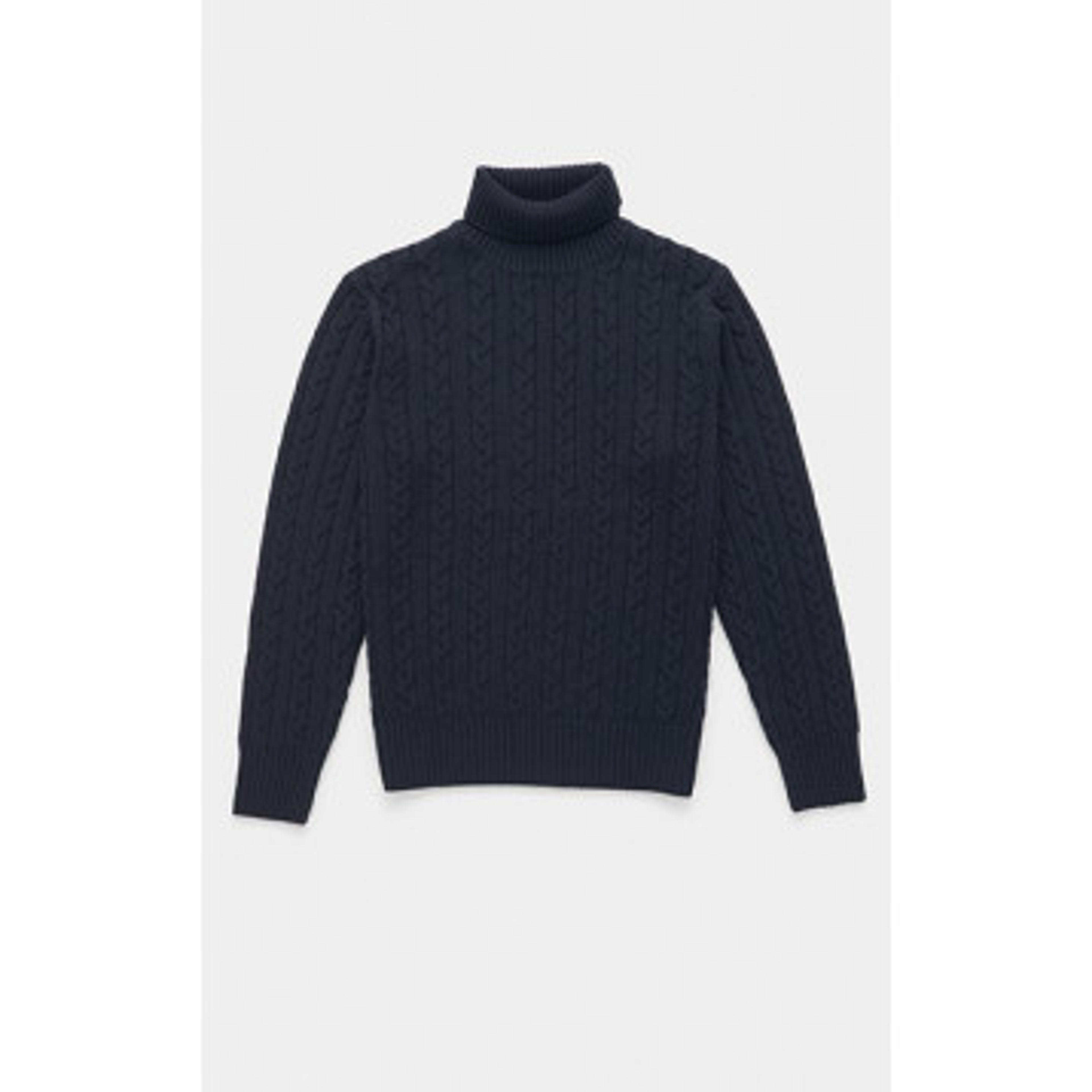 Navy - Cableknit Turtleneck