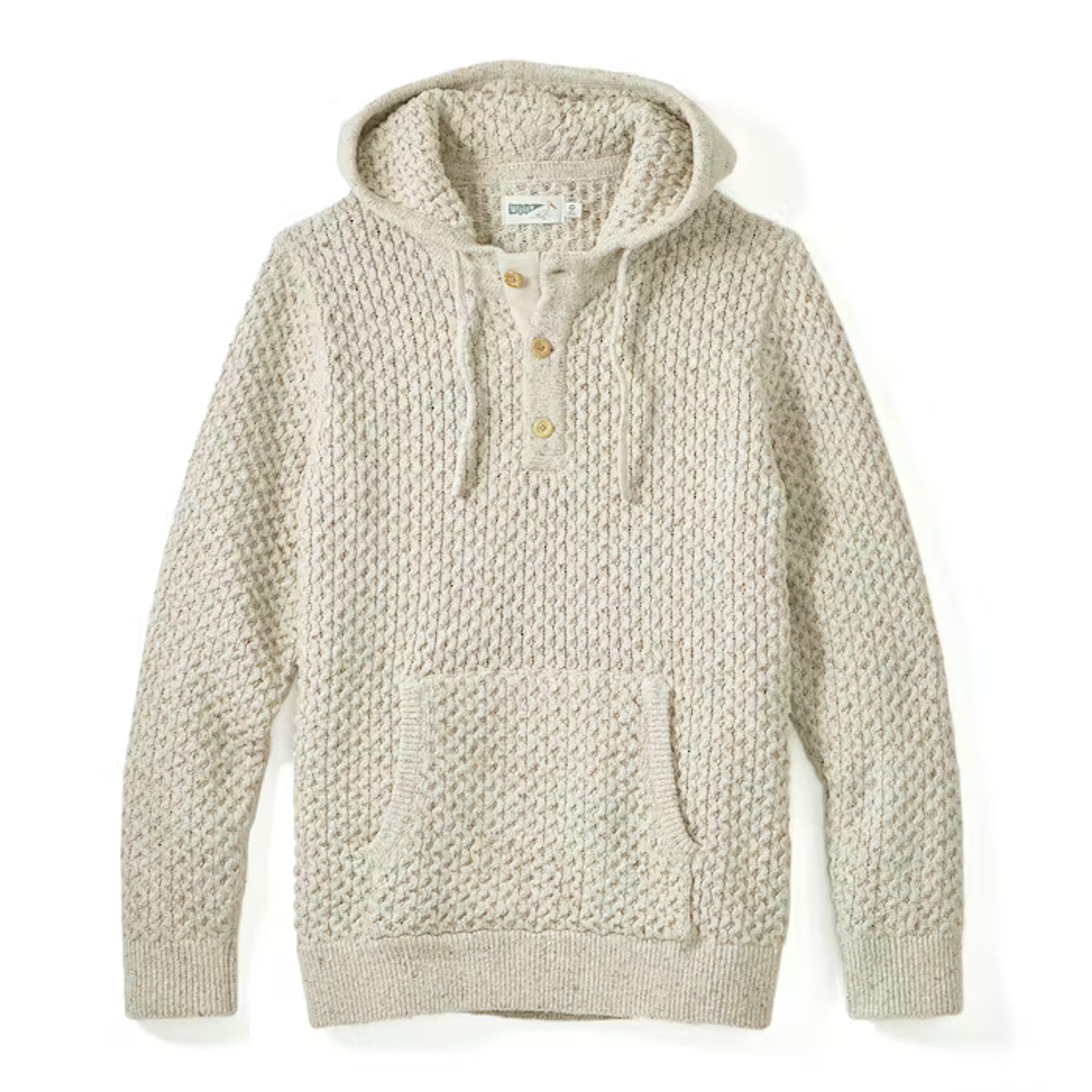 Wellen Recycled Cotton Headlands Poncho Sweater - Heather Bone | Pullover Hoodies | Huckberry