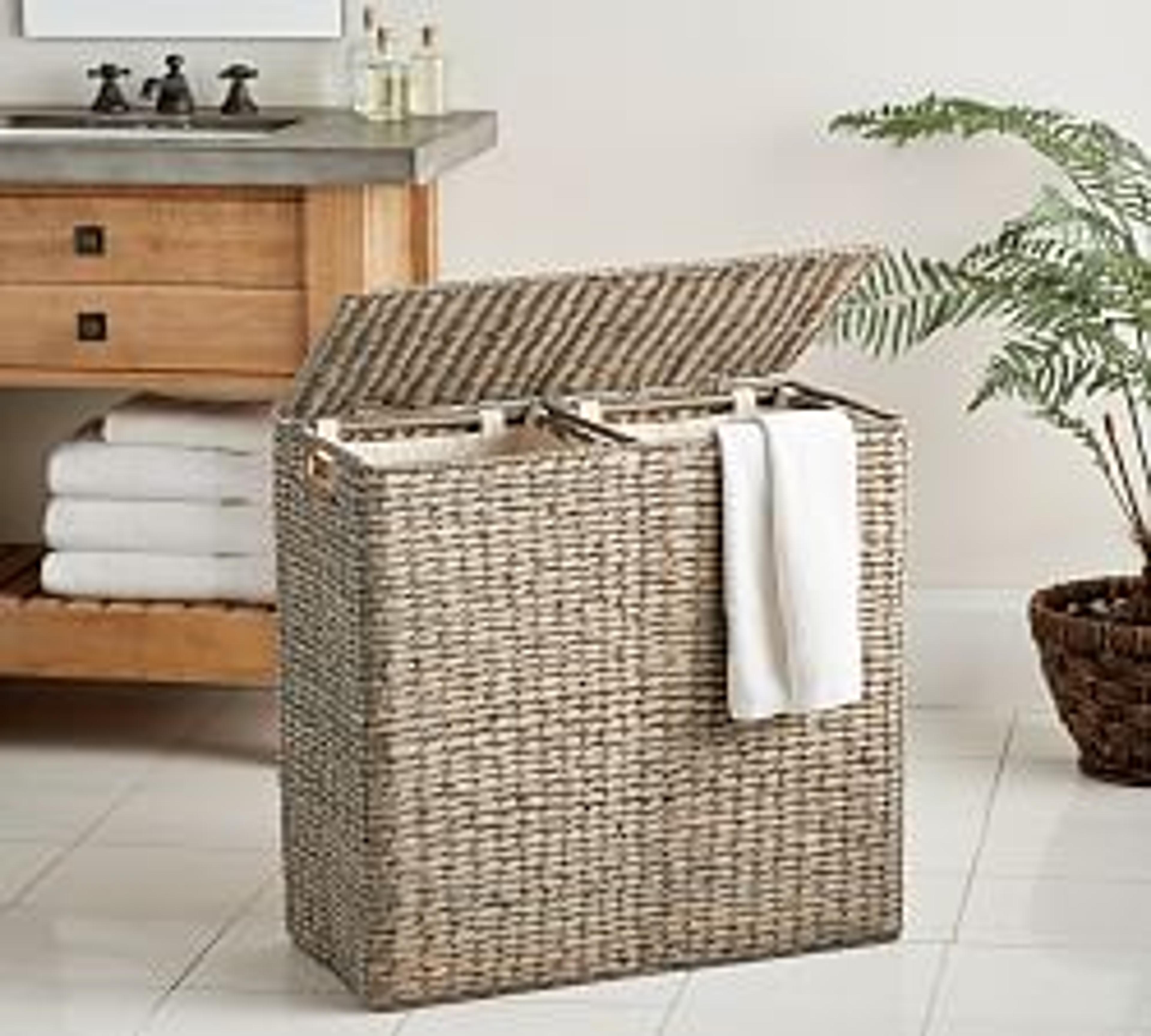 Charleston Seagrass Handcrafted Divided Hamper with Liner