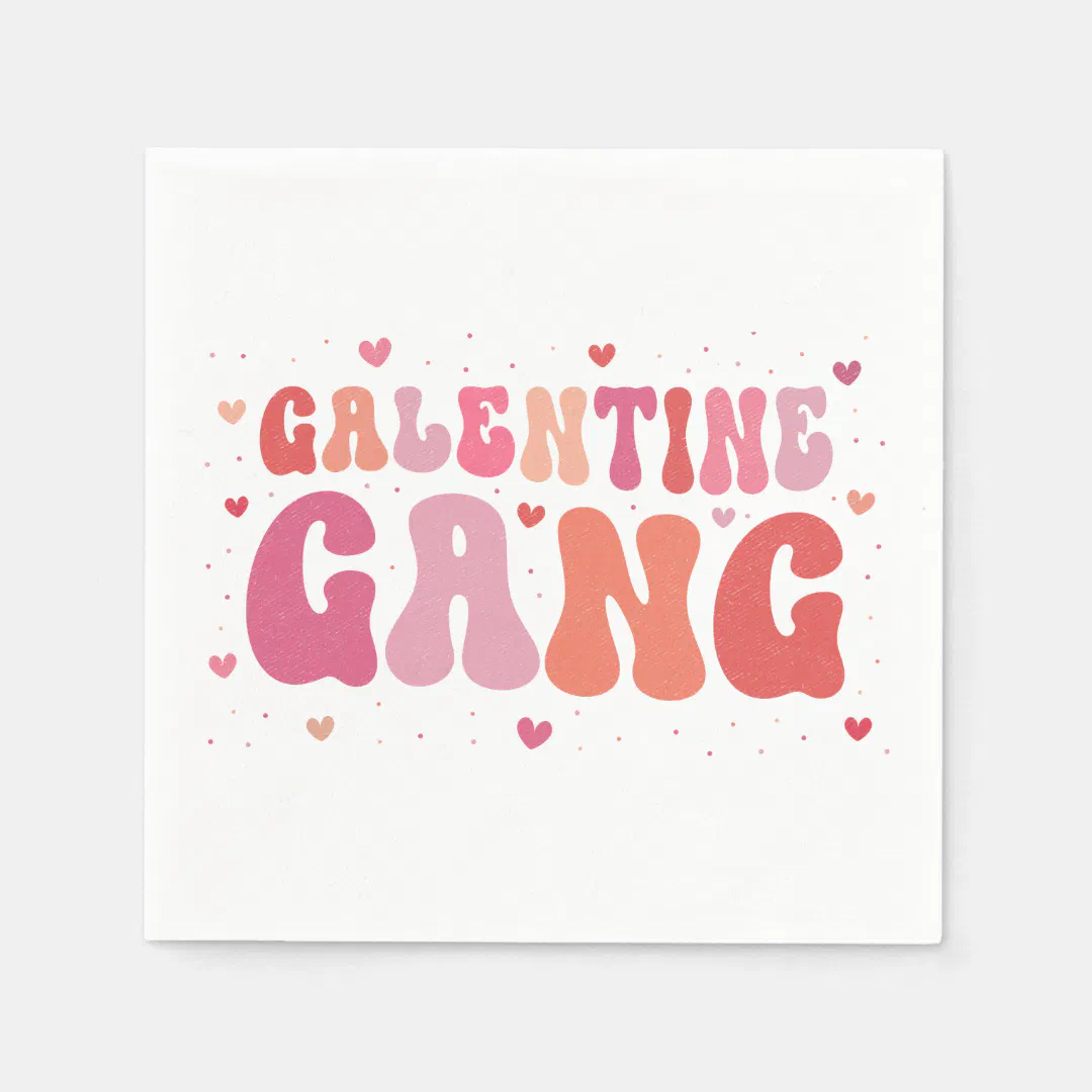 Pink Peach Galentine's Gang Party Napkins | Zazzle