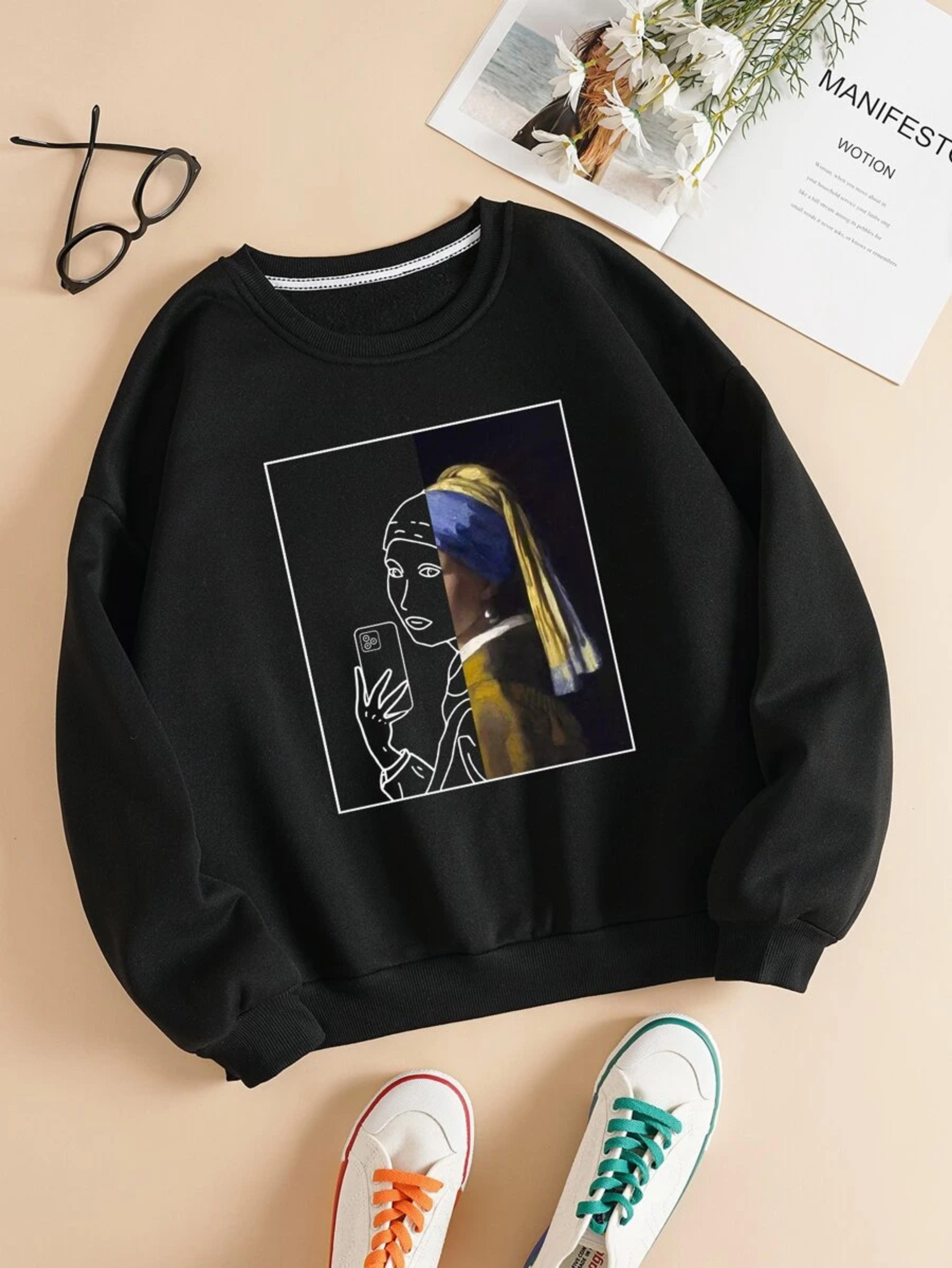 Figure Graphic Thermal Lined Sweatshirt | SHEIN USA