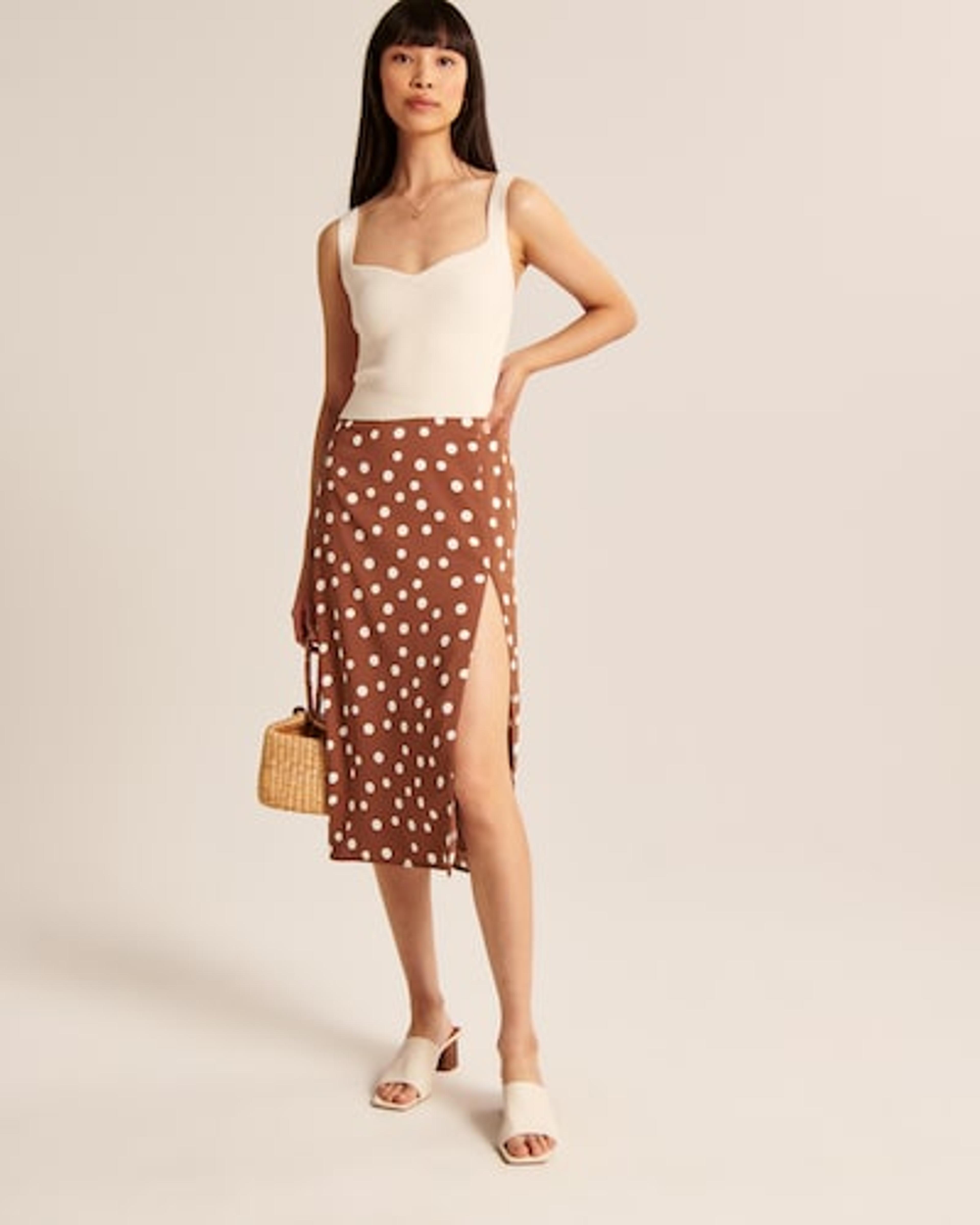 Women's Dipped Waist Midi Skirt | Women's Bottoms | Abercrombie.com