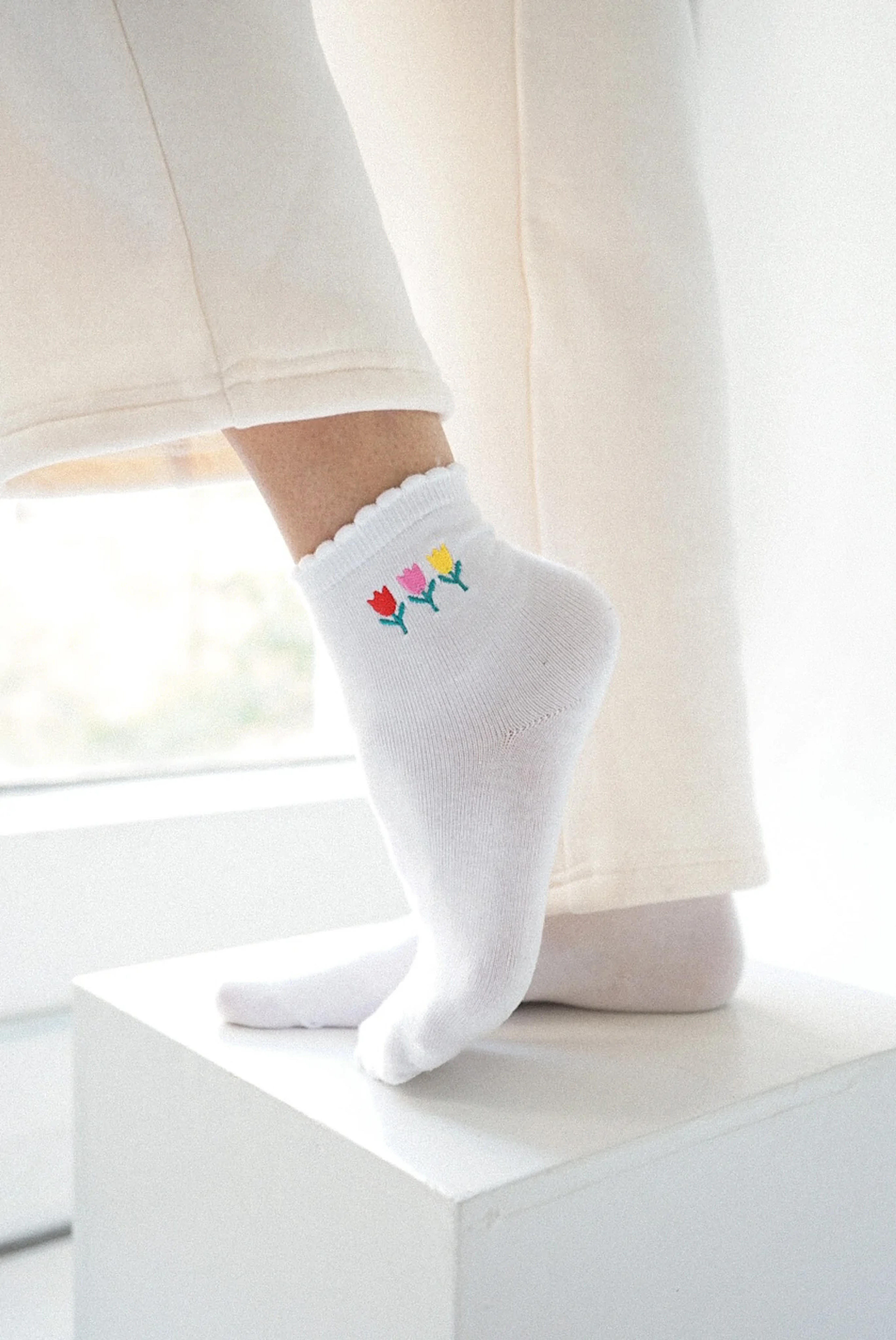 Embroidered Sock Pack — Tricolor Tulips (Preorder) – Yellow The Label