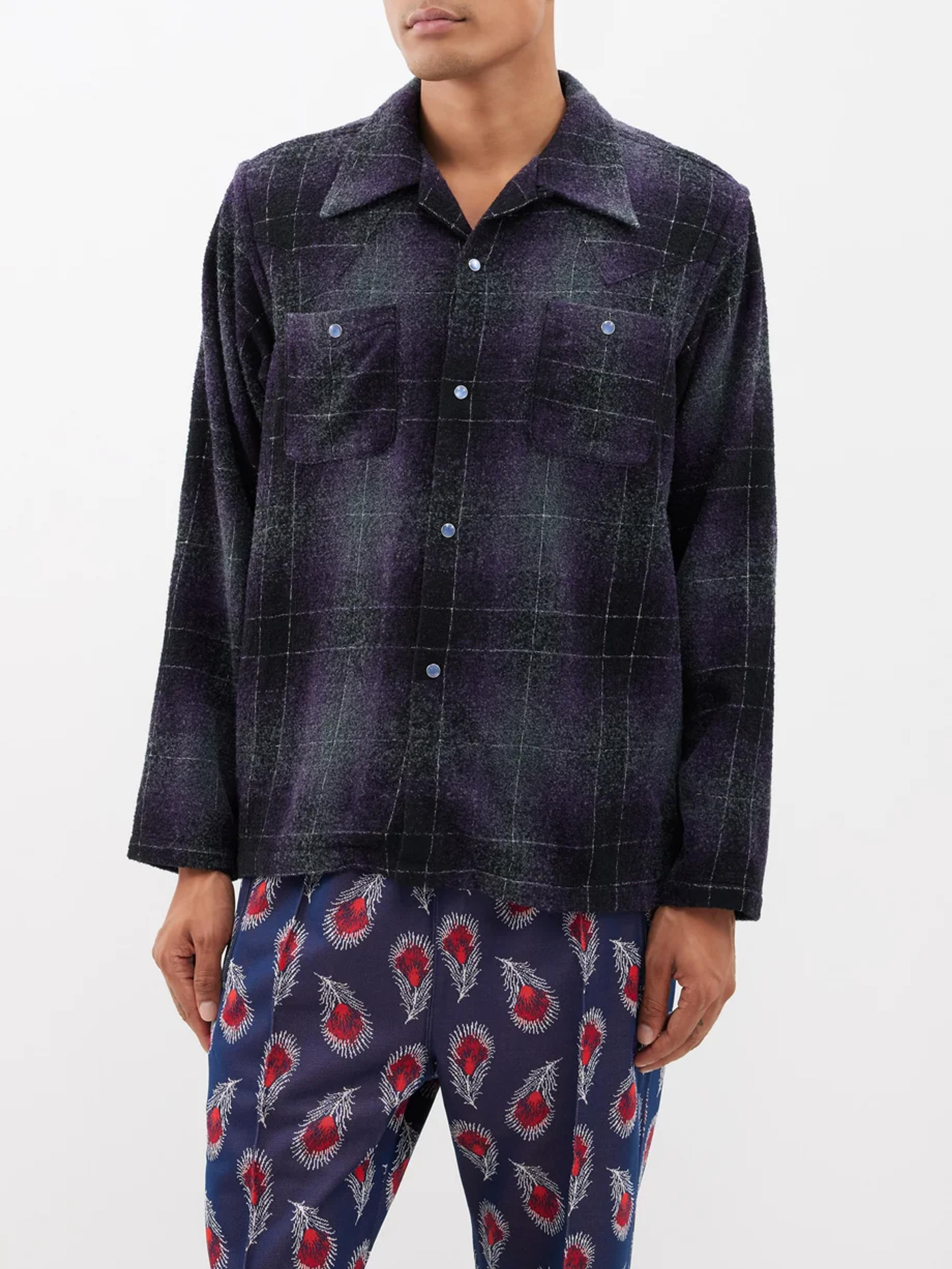 Purple Cowboy ombré wool-blend flannel shirt | Needles | MATCHESFASHION US