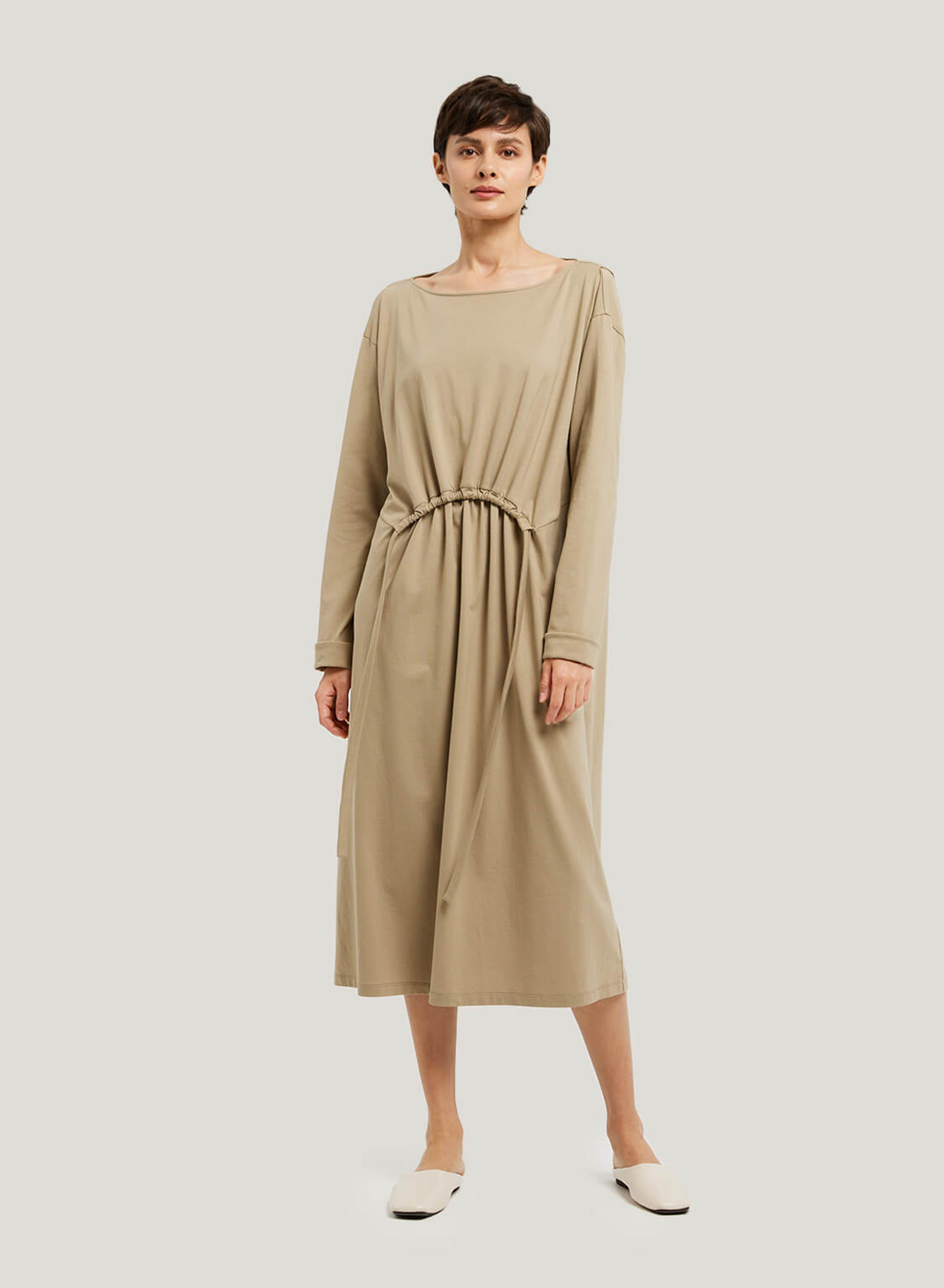 Pleated-Front 100% Cotton Shirt Dress - Gentle Herd