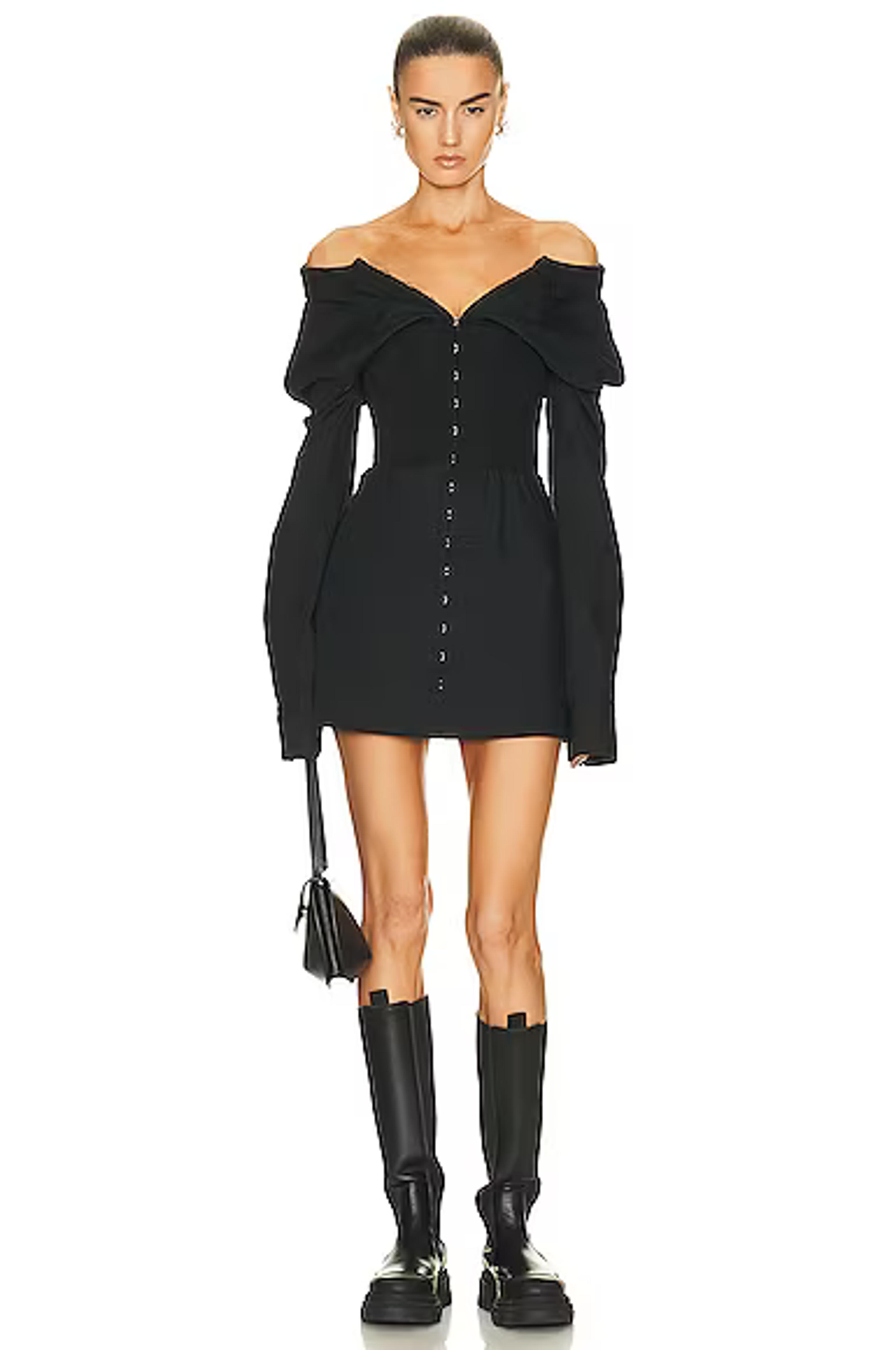 Dion Lee Hook Tube Shirt Dress in Black | FWRD