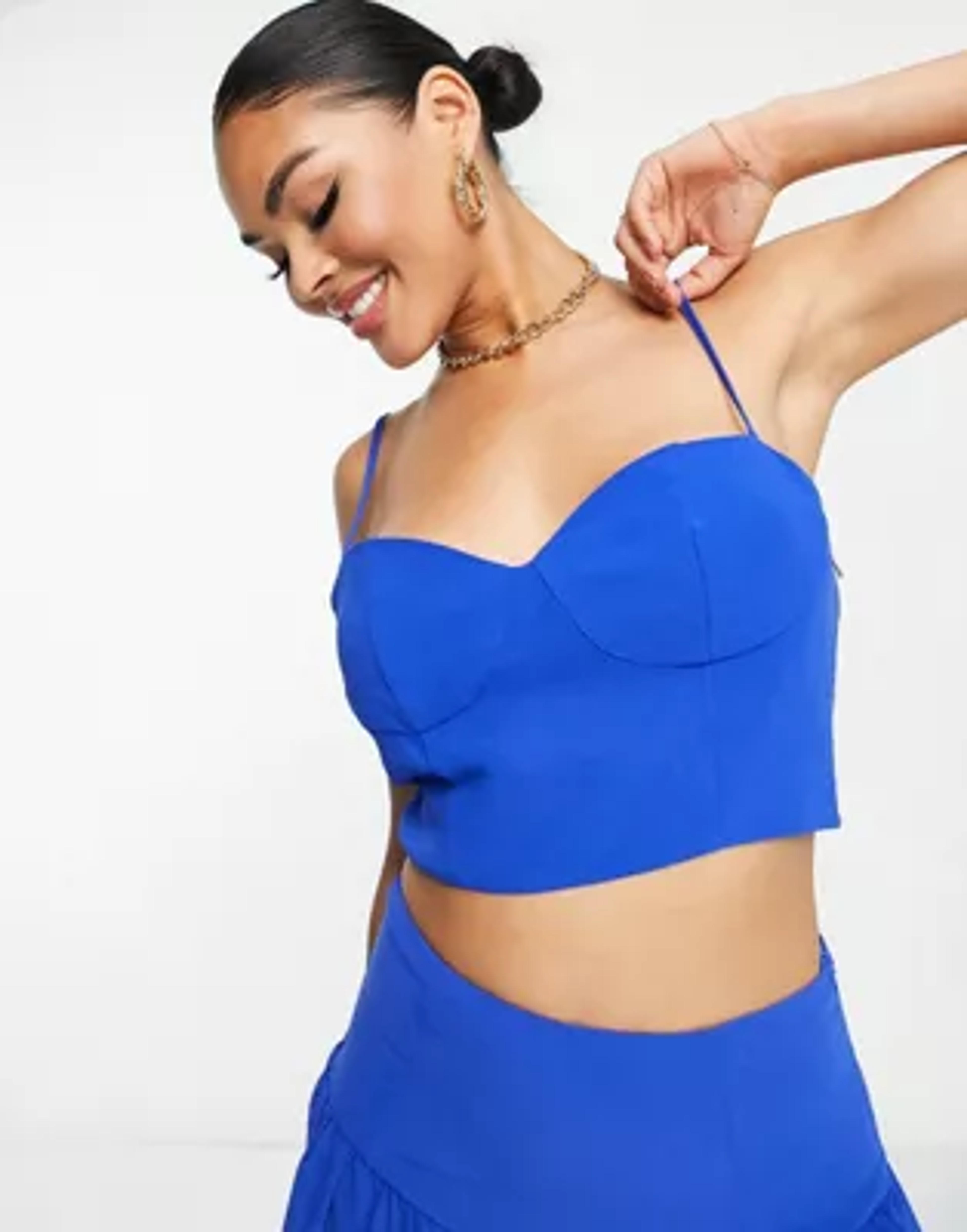 Collective the Label exclusive bustier crop top co-ord in cobalt | ASOS