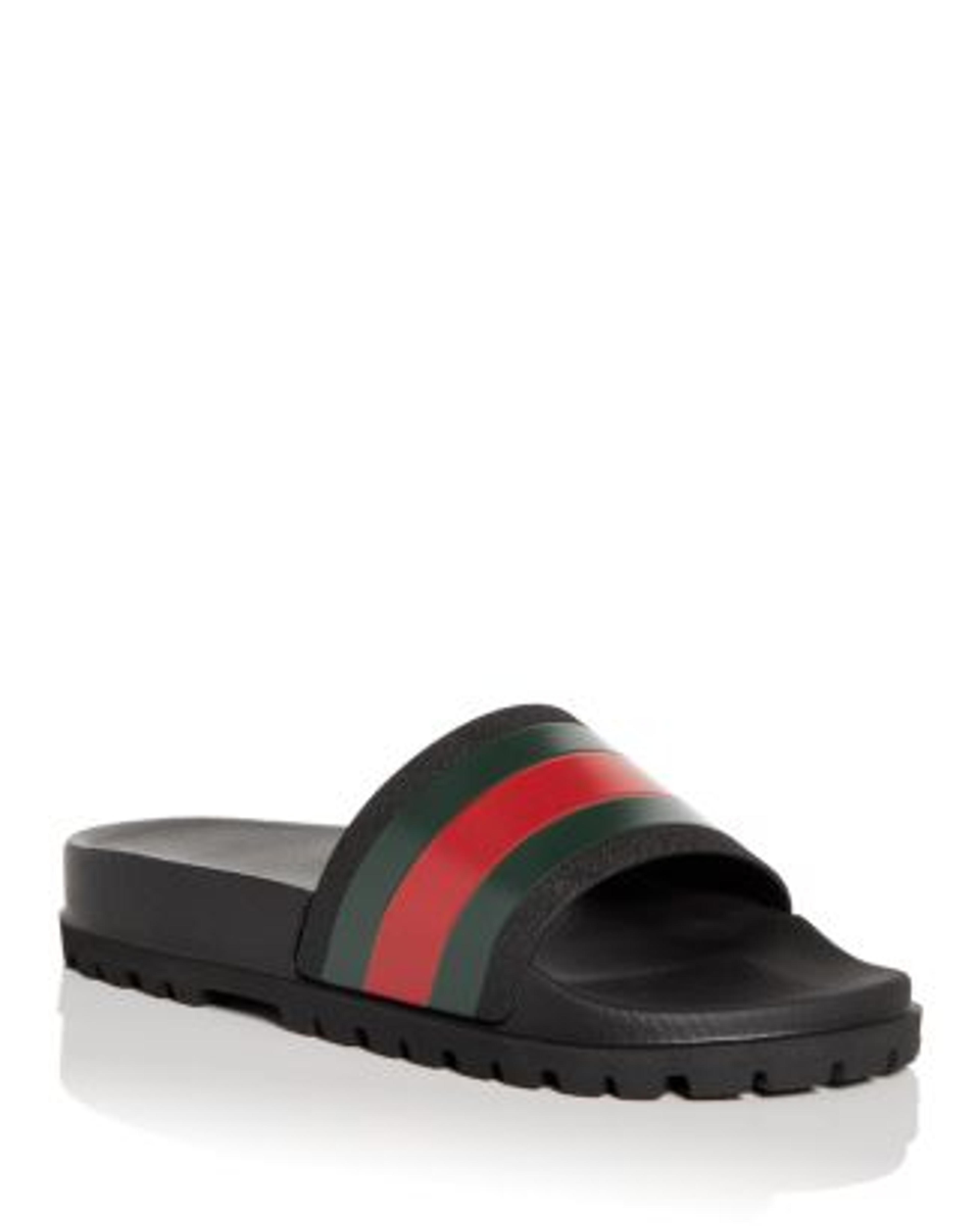 Gucci Men's Web Signature Stripe Slide Sandals | Bloomingdale's