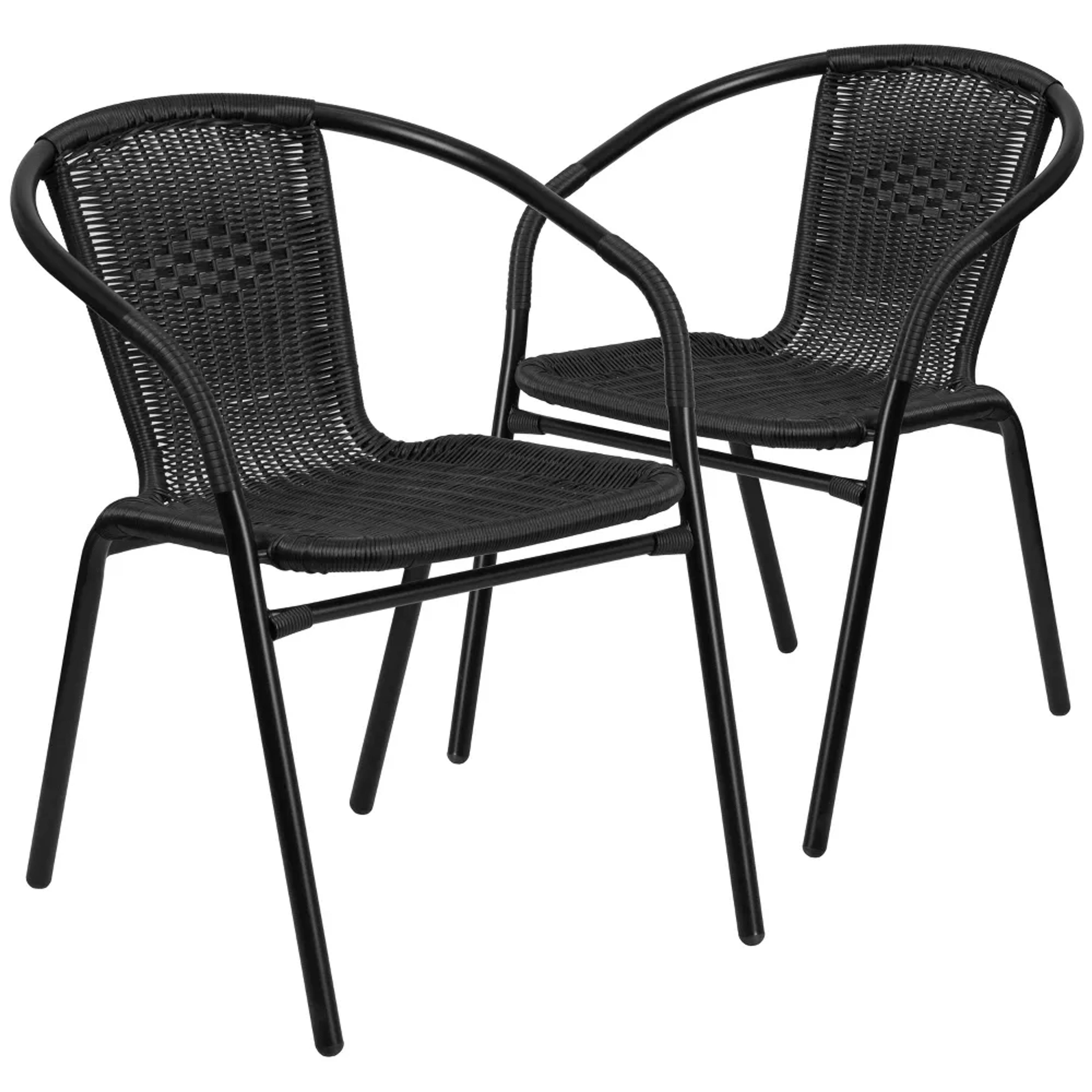 Emma And Oliver 2 Pack Rattan Indoor-outdoor Restaurant Stack Chair With Curved Back : Target