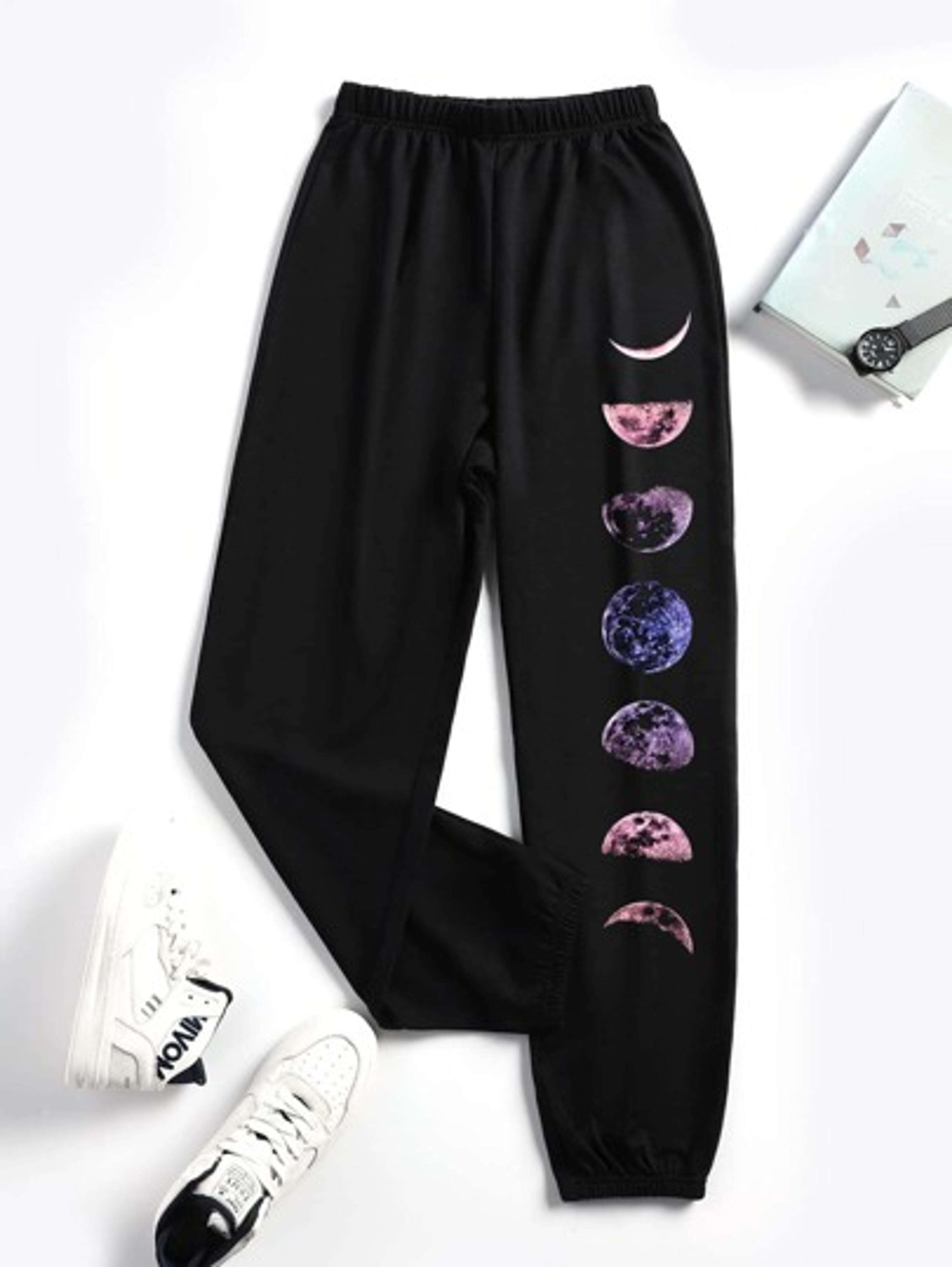 Plus Moon Print Elastic Waist Sweatpants | SHEIN USA