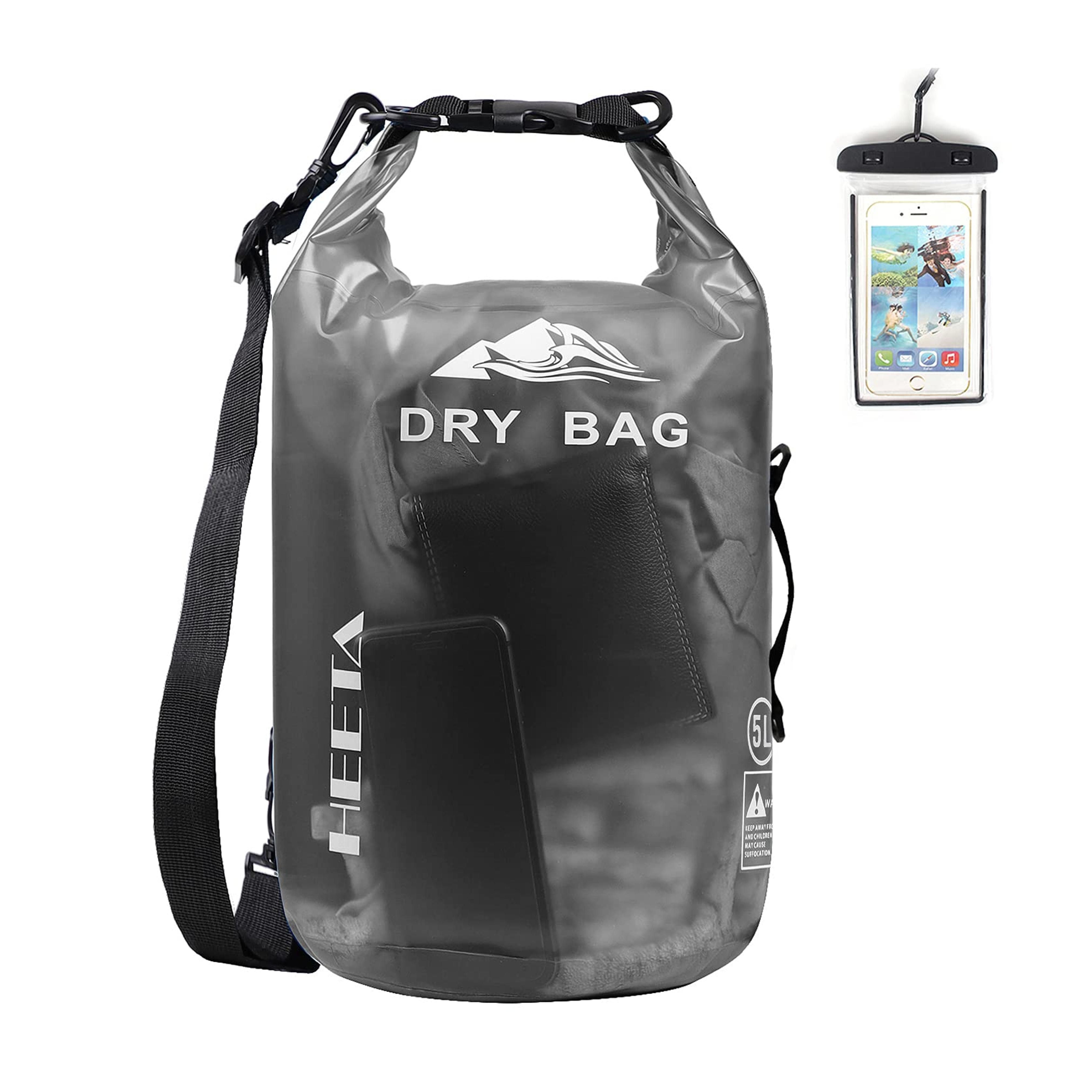 Amazon.com : HEETA Waterproof Dry Bag for Women Men, 5L/10L/20L/30L/40L Roll Top Lightweight Dry Storage Bag Backpack with Phone Case for Travel, Swimming, Boating, Kayaking, Camping and Beach : Sports & Outdoors