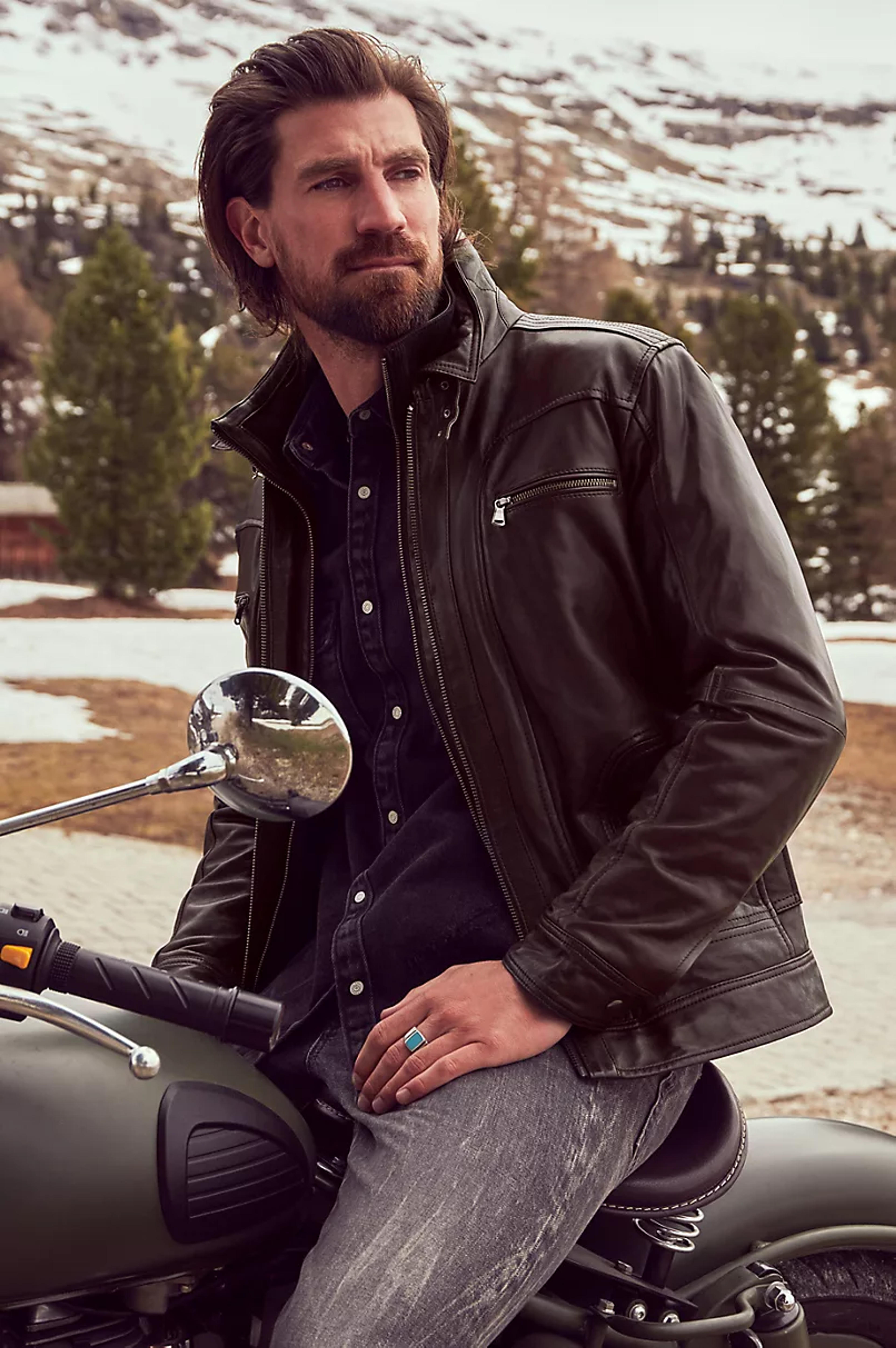 Memphis Lambskin Leather Bomber Moto Jacket | Overland