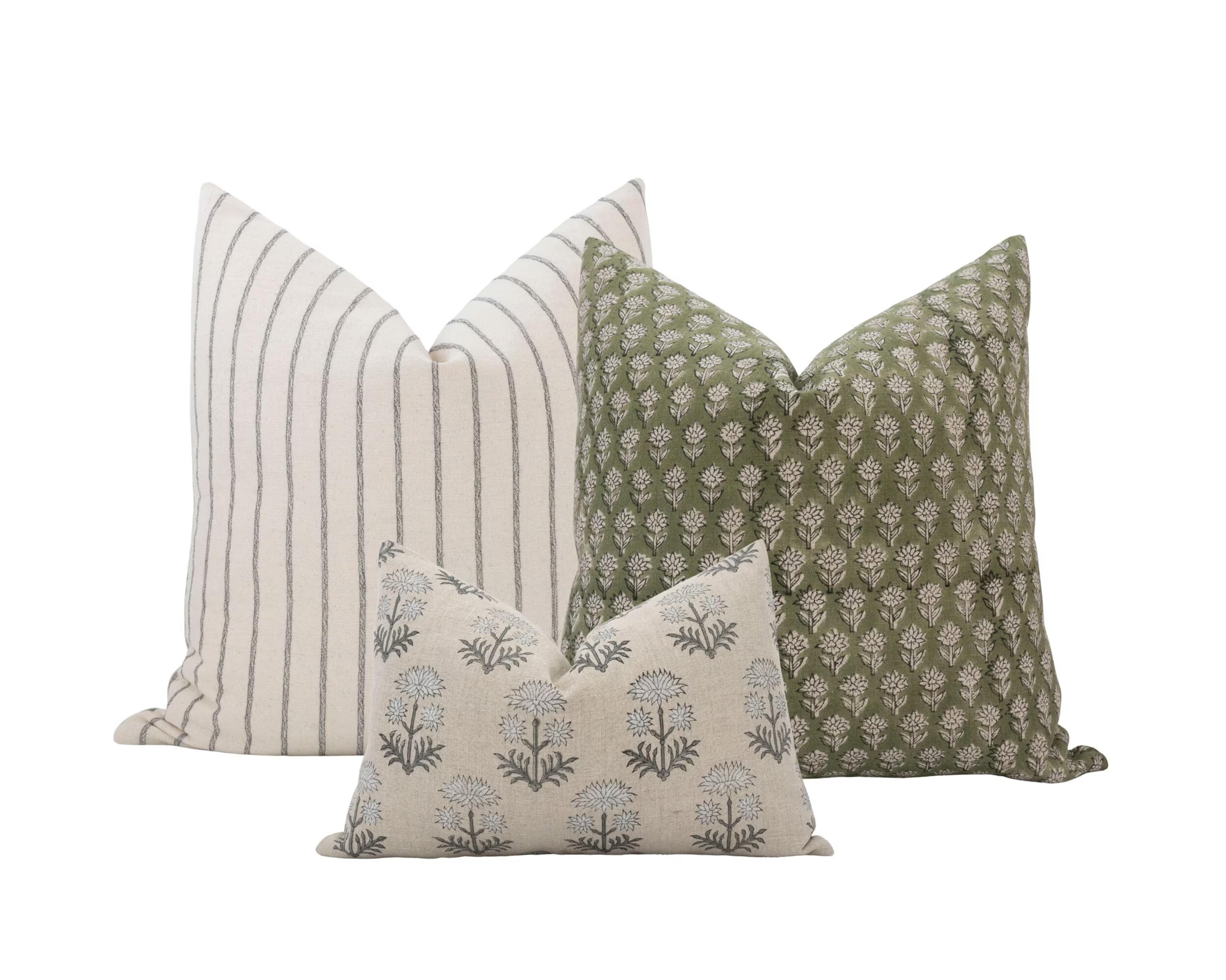 Neutral Pillow Cover Combo Pillow Cover Set Block Print Pillow - Etsy