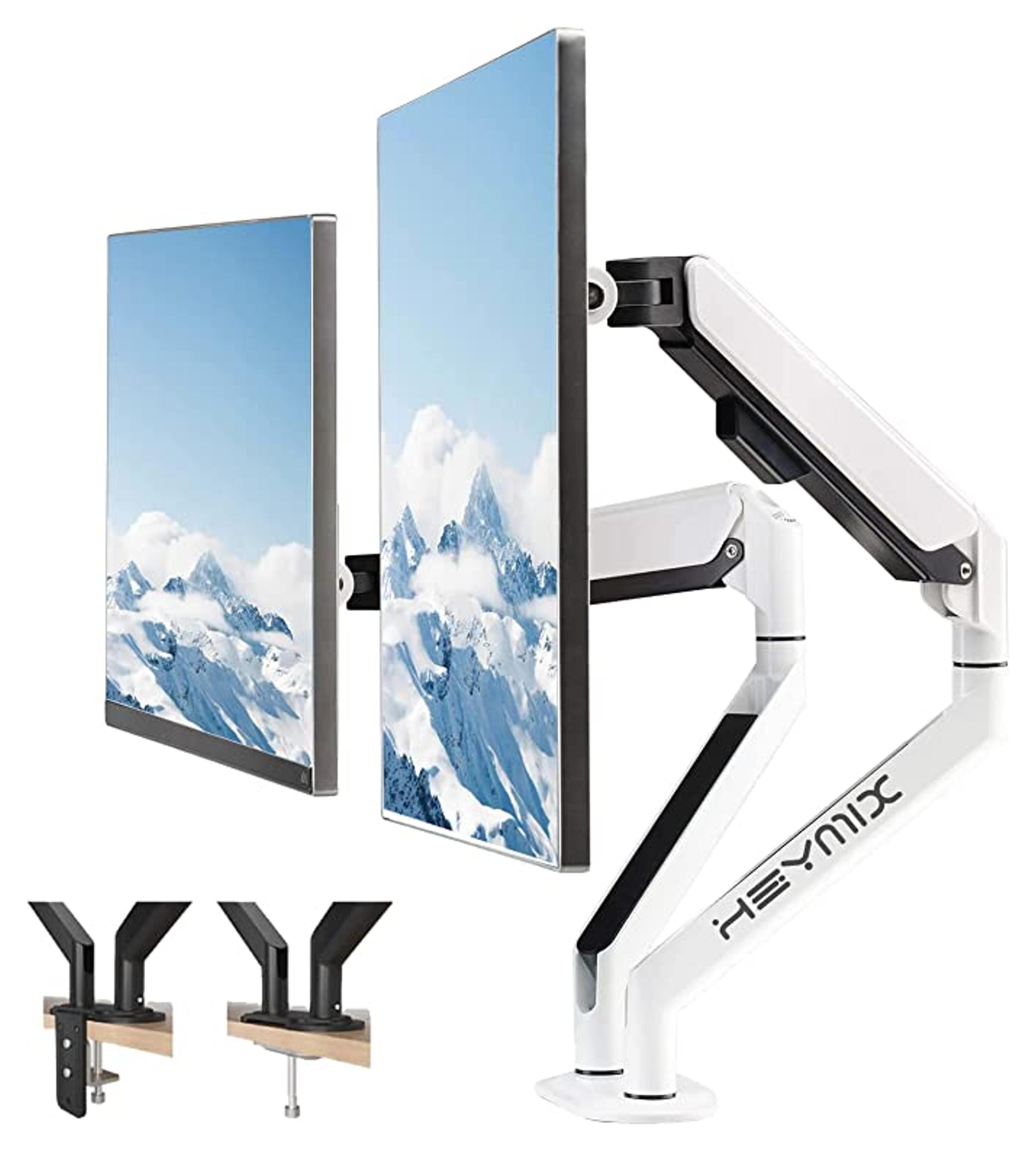 HEYMIX Dual Monitor Arm White, Dual Monitor Mount, Aluminum Dual Monitor Arm Gas Spring, Adjustable Dual Vesa Monitor Stand for up to 27/32inches & 2-9KGs Screens (White & Black) : Amazon.com.au: Computers