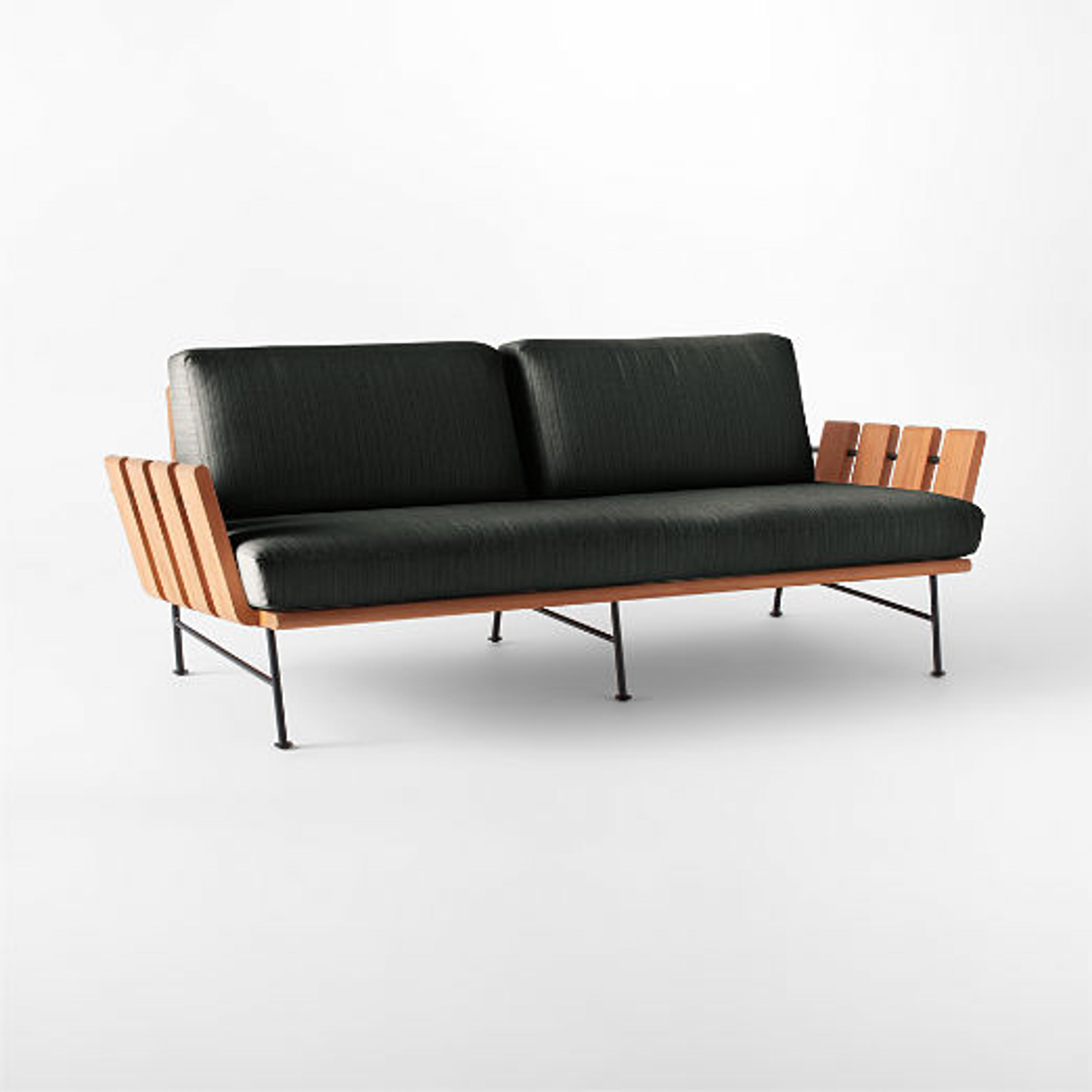 Seahaven Teak Outdoor Sofa with Coal Cushions | CB2