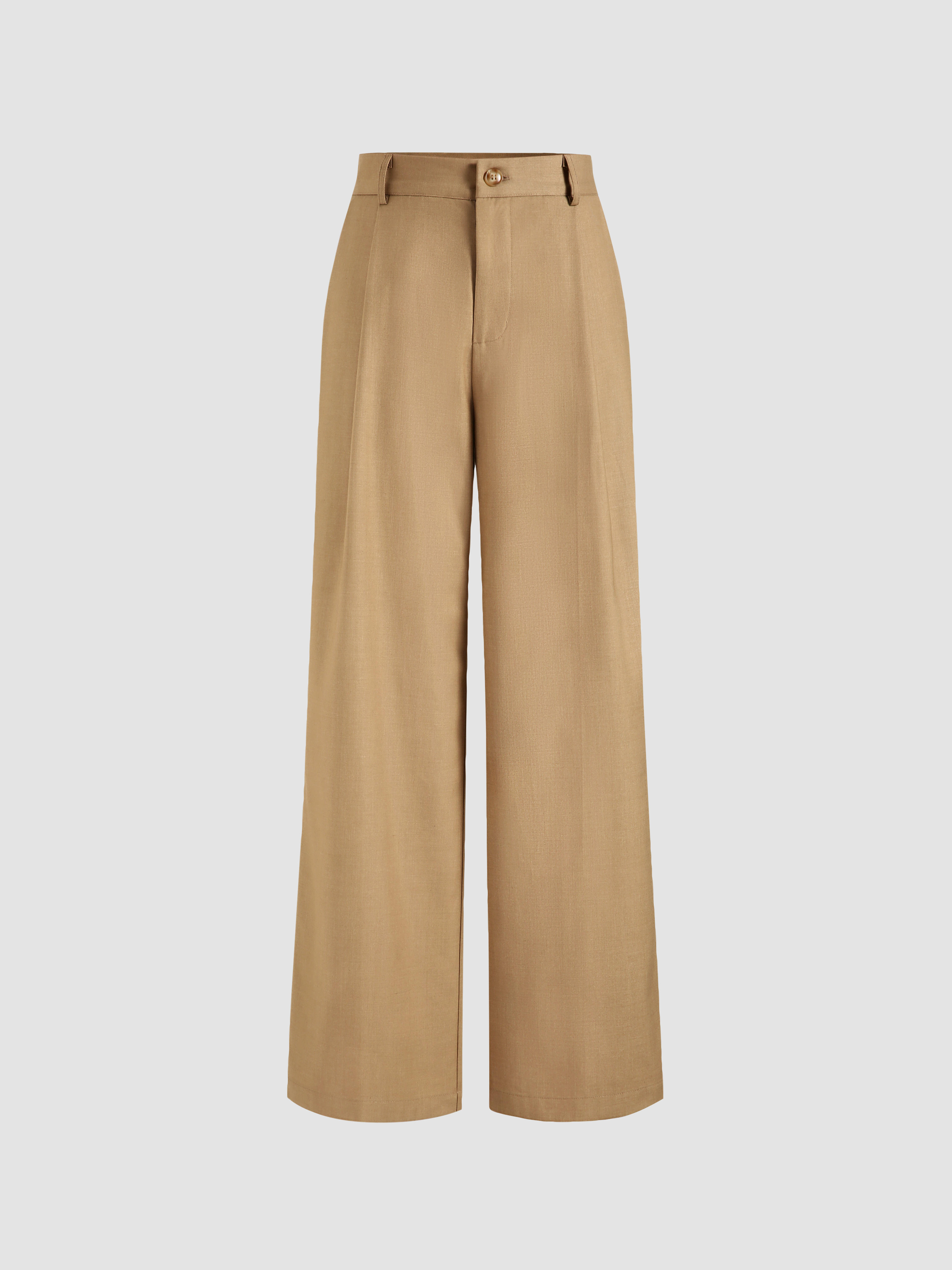 Solid Straight Leg Trousers - Cider