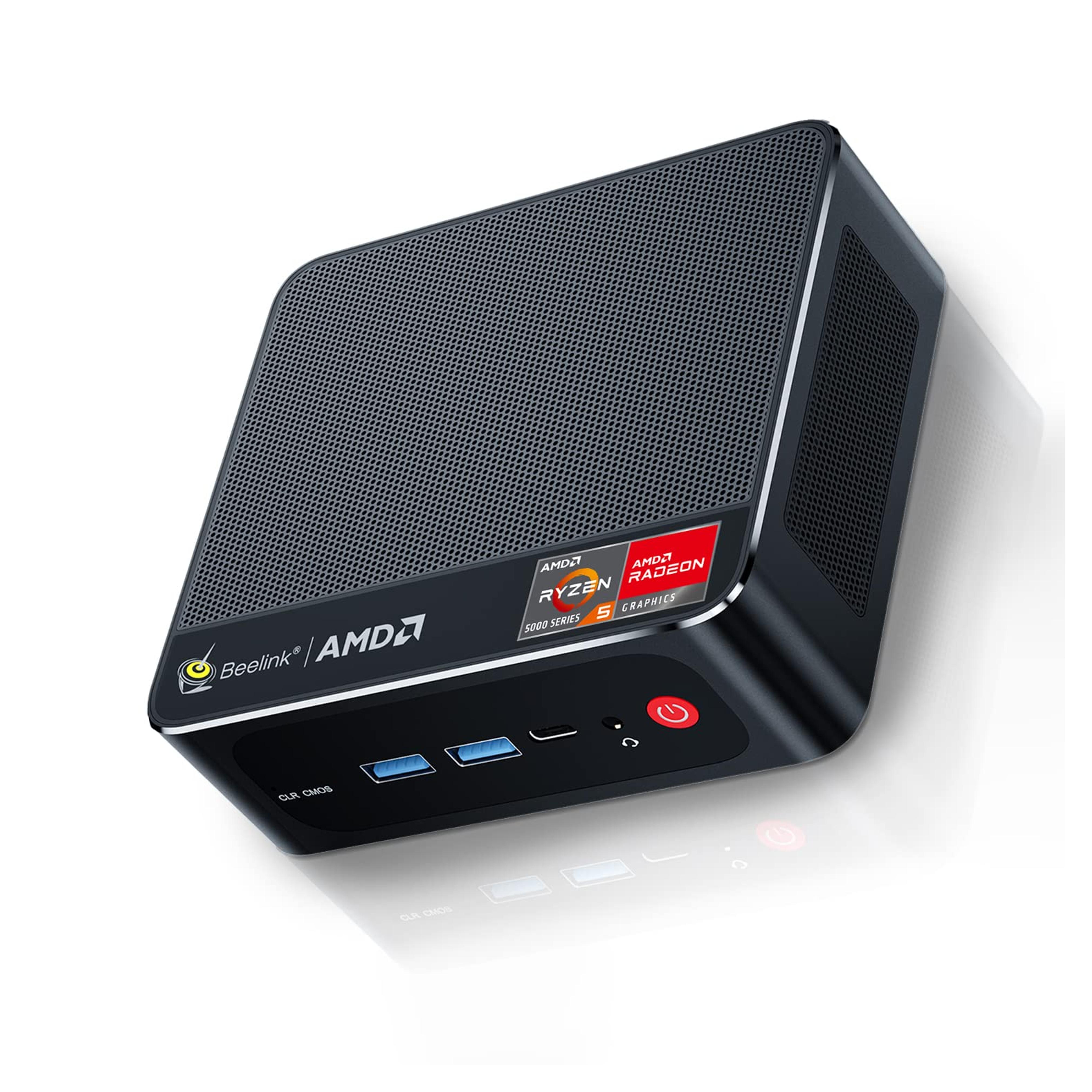 Beelink Mini PC Windows 11 Pro,AMD Ryzen 5 5600H(6C/12T,up to 4.2 GHz),Mini Computer 16GB DDR4 RAM/500GB M.2 2280 NVME SSD Graphics 7 core 1800 MHz Wifi6E/BT5.2/HDMI+Type-C,Support 2.5 Inch HDD