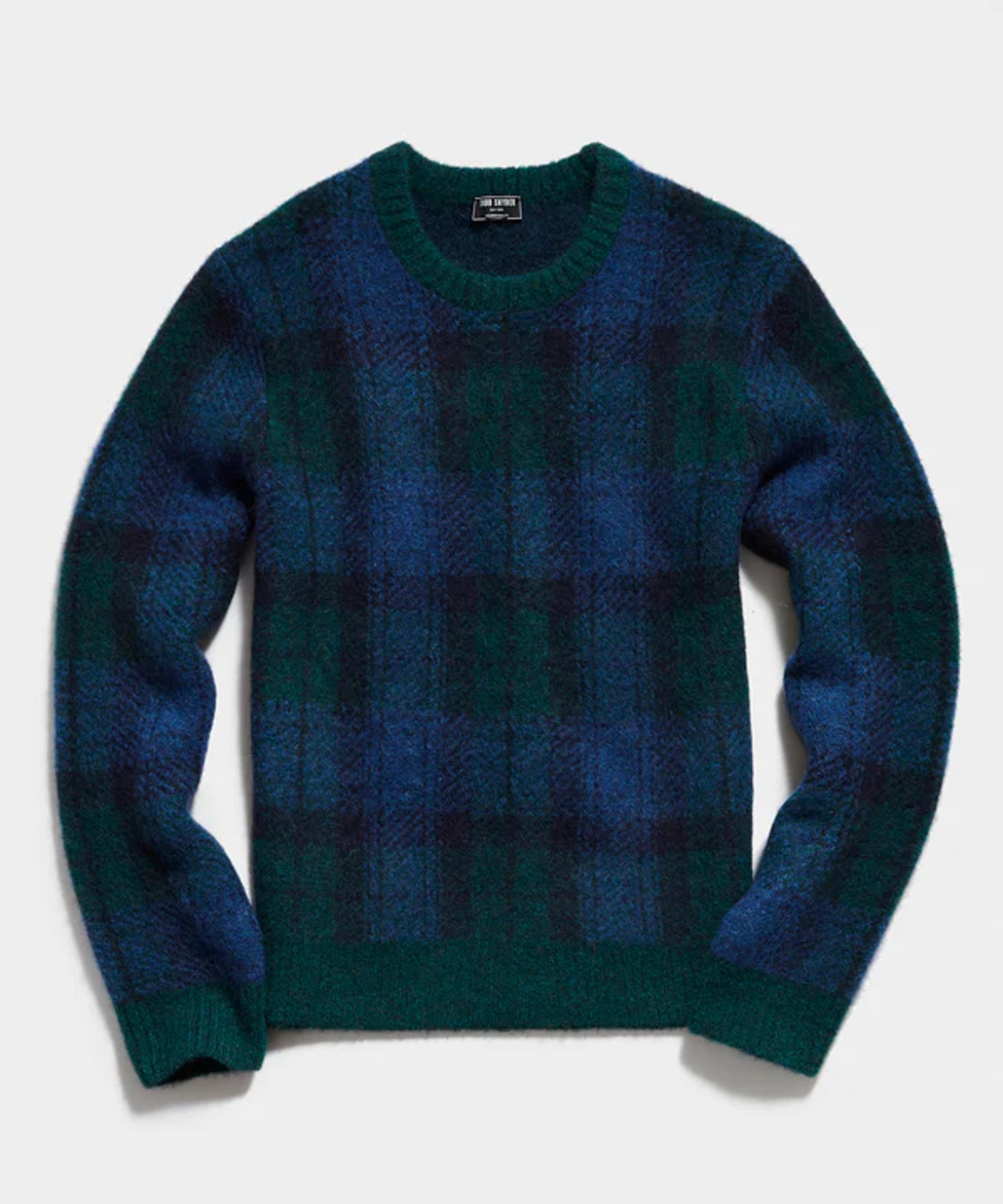 Alpaca Plaid Crew in Cedar Green - Todd Snyder