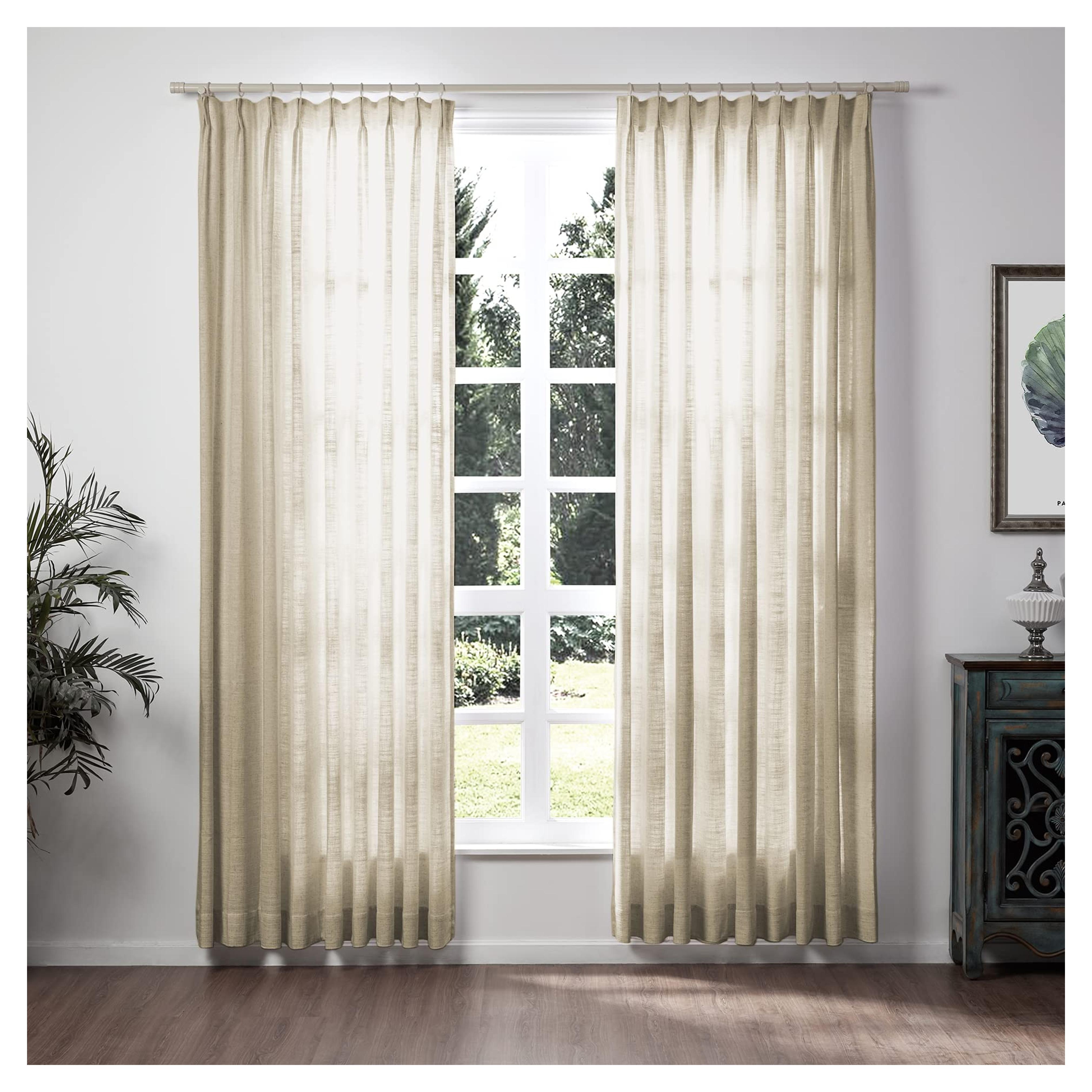 Amazon.com: TWOPAGES 52 W x 63 L inch Pinch Pleat Unlined Darkening Drape Faux Linen Curtain Drapery Panel for Living Room Bedroom Meetingroom Club Theater Patio Door (1 Panel),Taupe Grey : Home & Kitchen