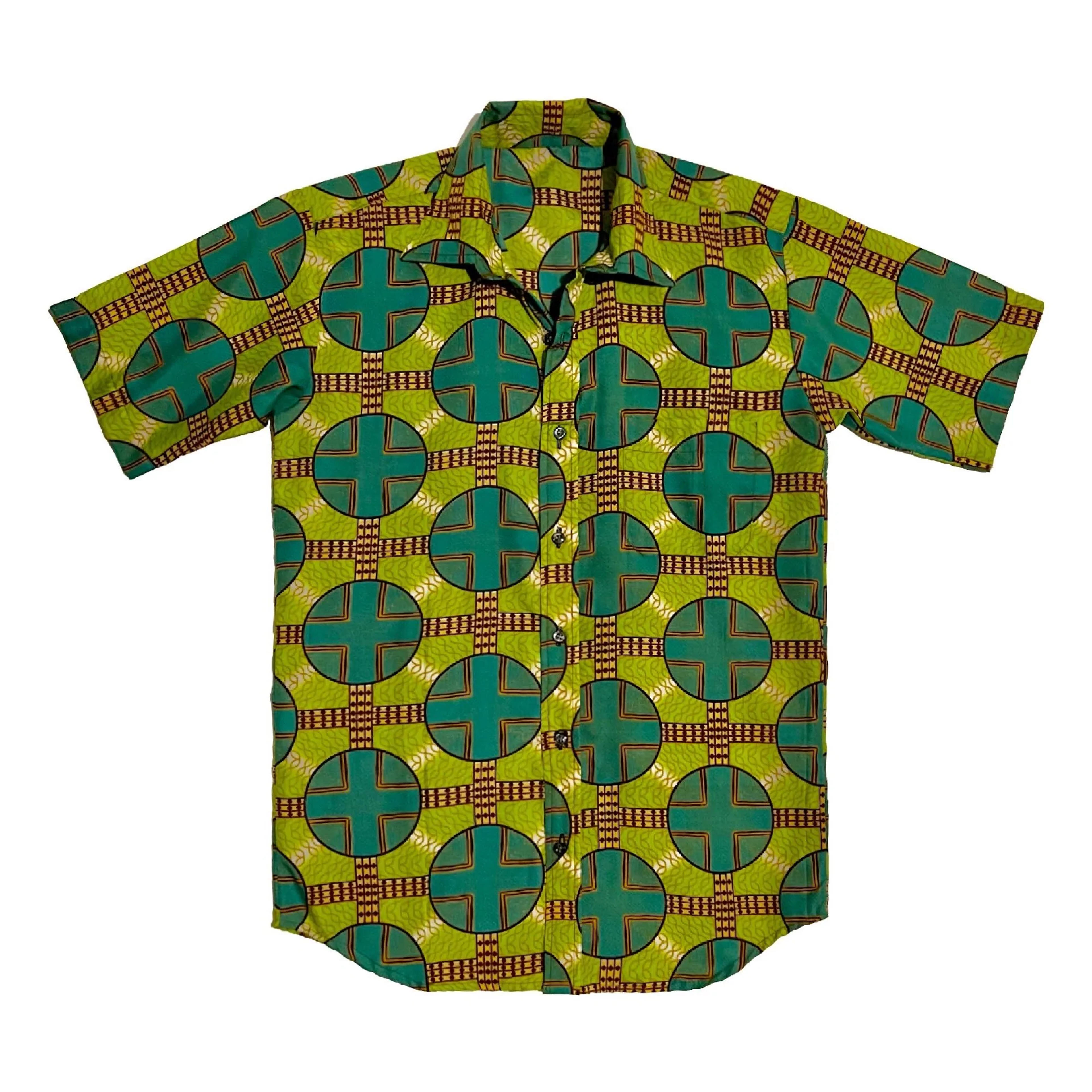 1970’S CONTRAST PATTERN S/S B.D. SHIRT MEDIUM