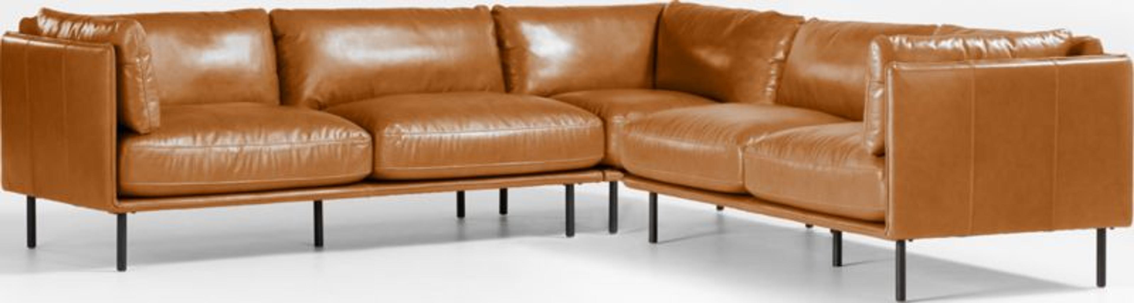 Wells Leather 3-Piece L-Shaped Sectional | Crate & Barrel