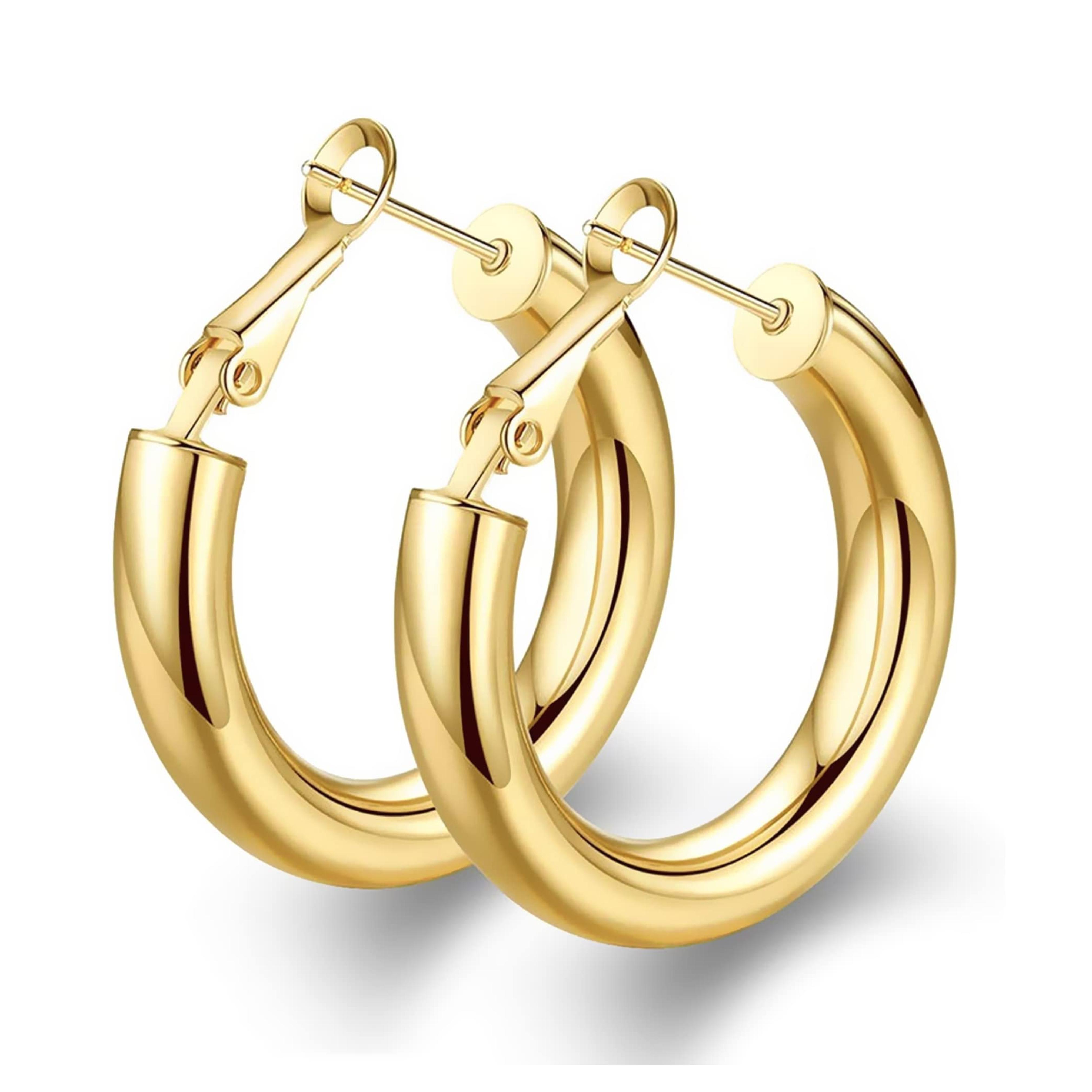 Amazon.com: wowshow Chunky Thick Gold Tube Hoops Earrings for Women: Clothing, Shoes & Jewelry