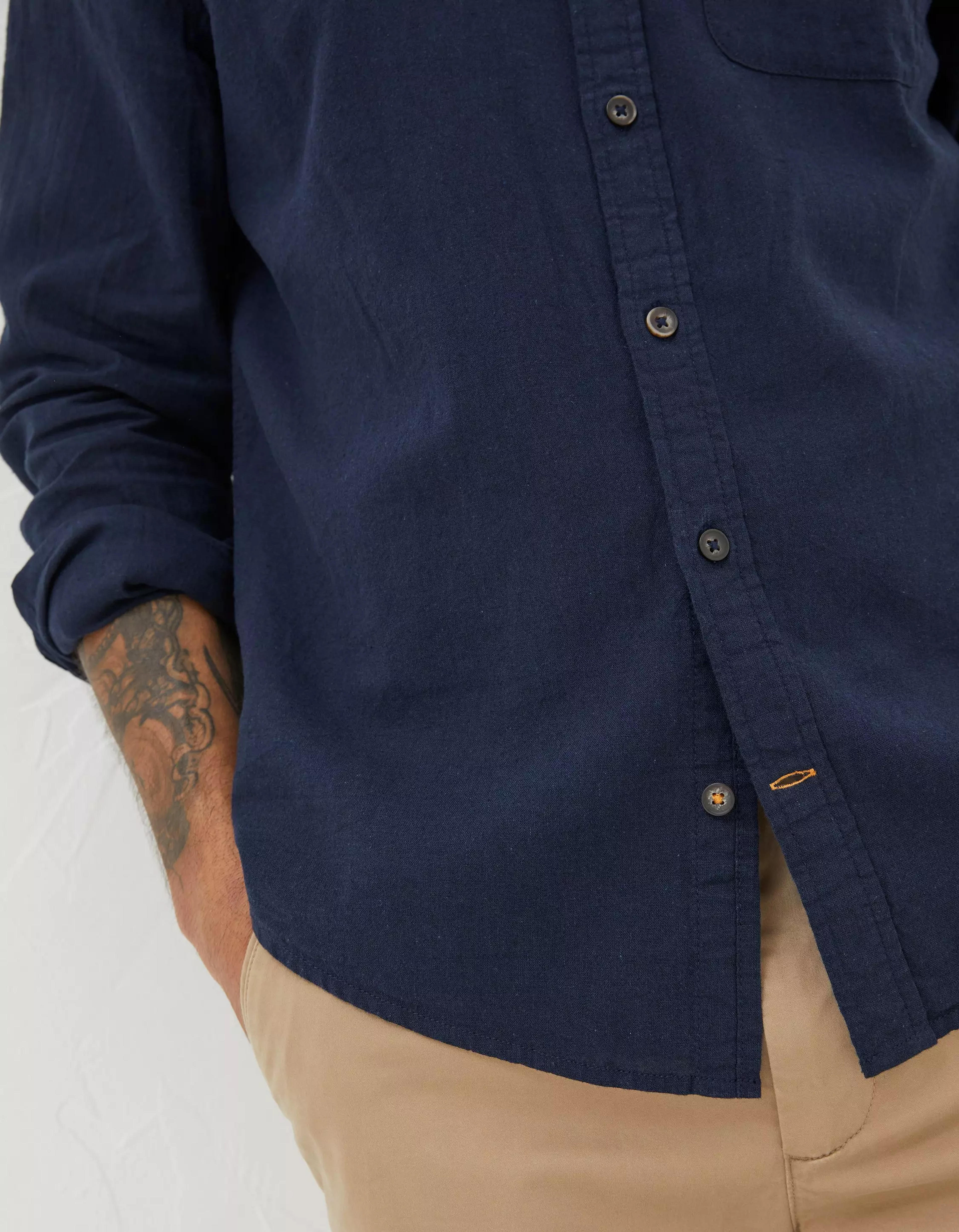 Navy Bugle Linen Cotton Shirt, Shirts | FatFace.com