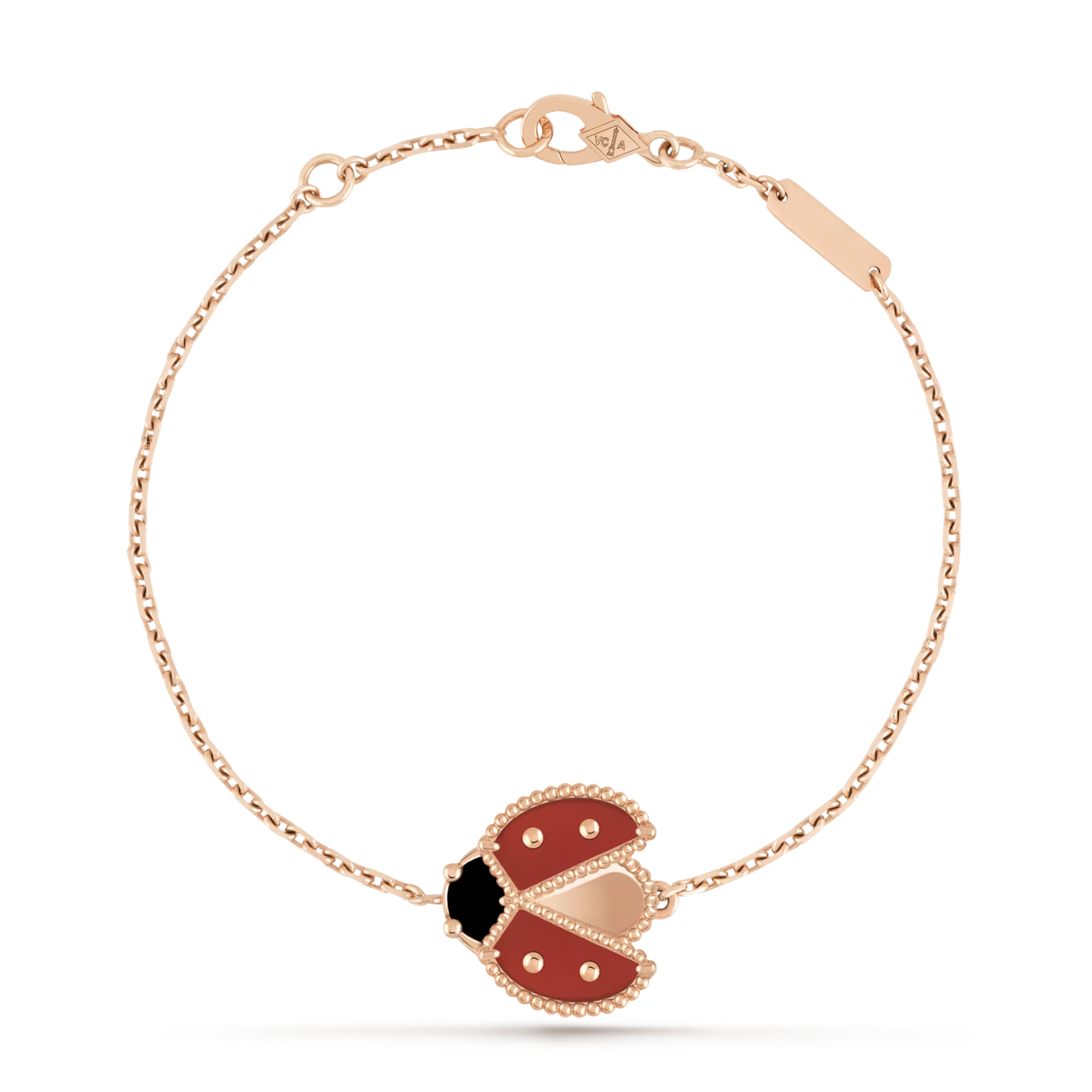 Lucky Spring bracelet, open wings ladybug 18K rose gold, Carnelian, Onyx - Van Cleef & Arpels