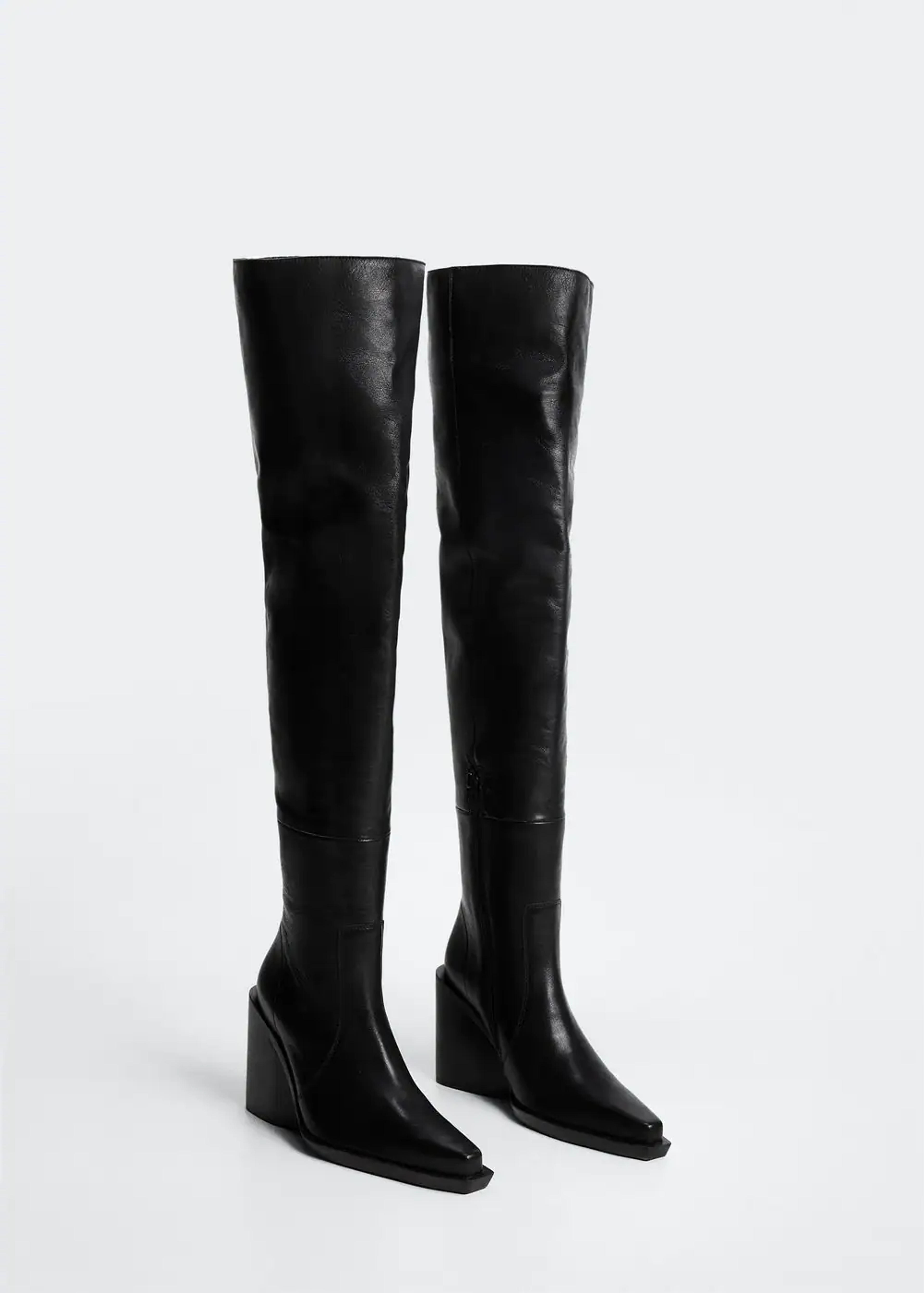 Leather boots with tall leg - Women | Mango USA