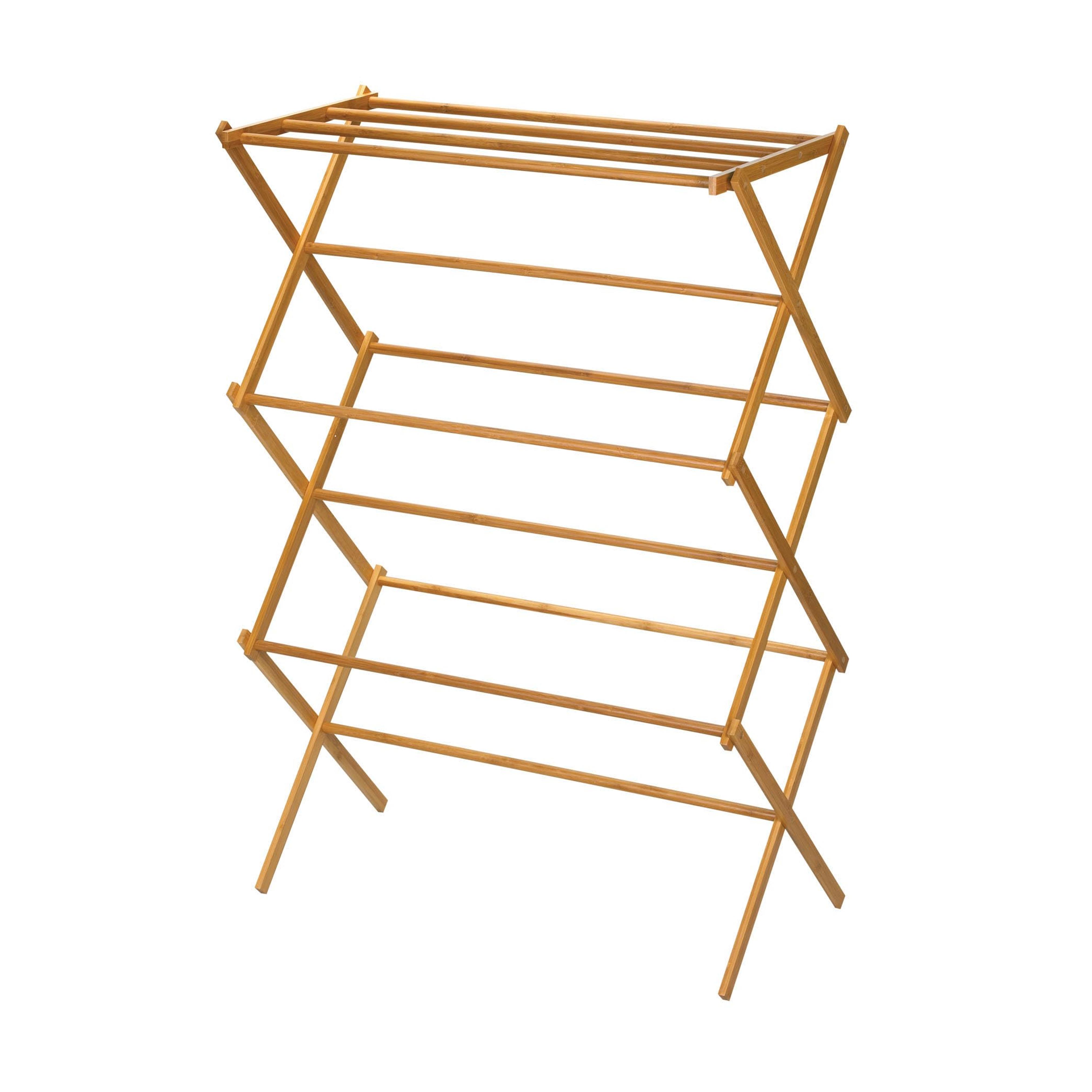 Household Essentials Folding Clothes Drying Rack, Bamboo