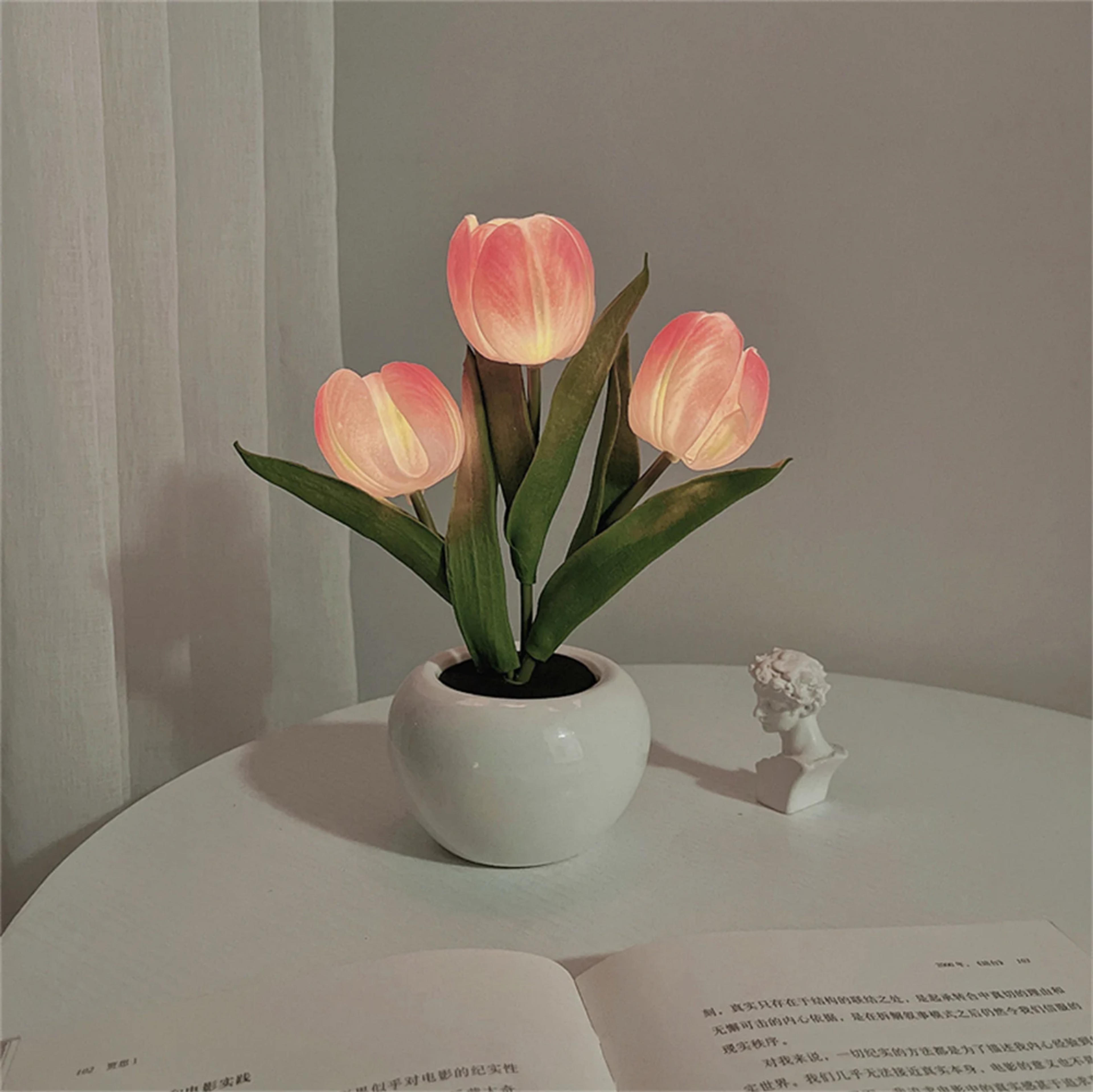 Tulips battery lamp Night Light Automatic Sensor LED Night Light Home Fairy Decor Flower table lamp reading Lamp mothers day gift