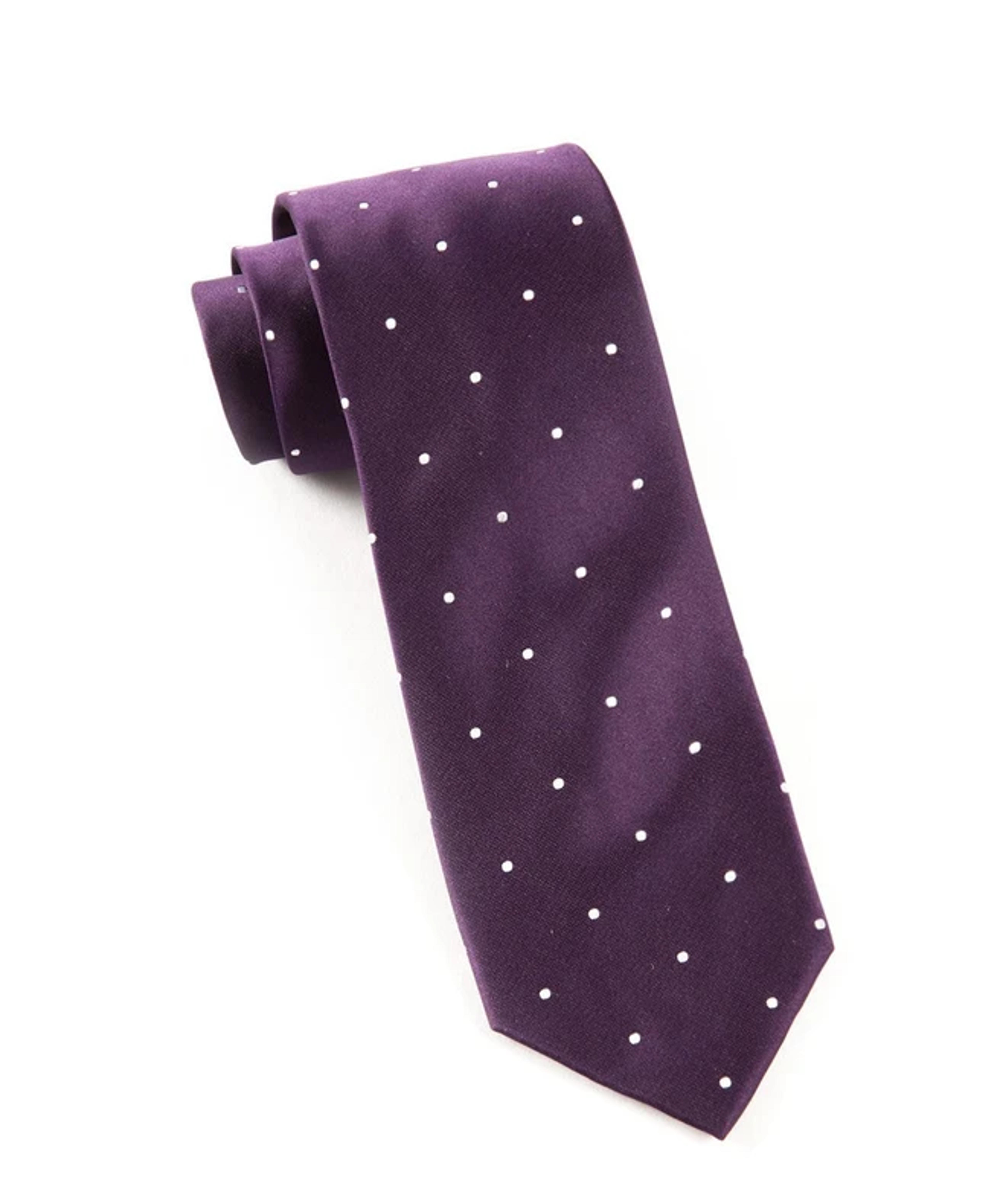 Satin Dot Eggplant Tie | Men's Silk Ties | Tie Bar