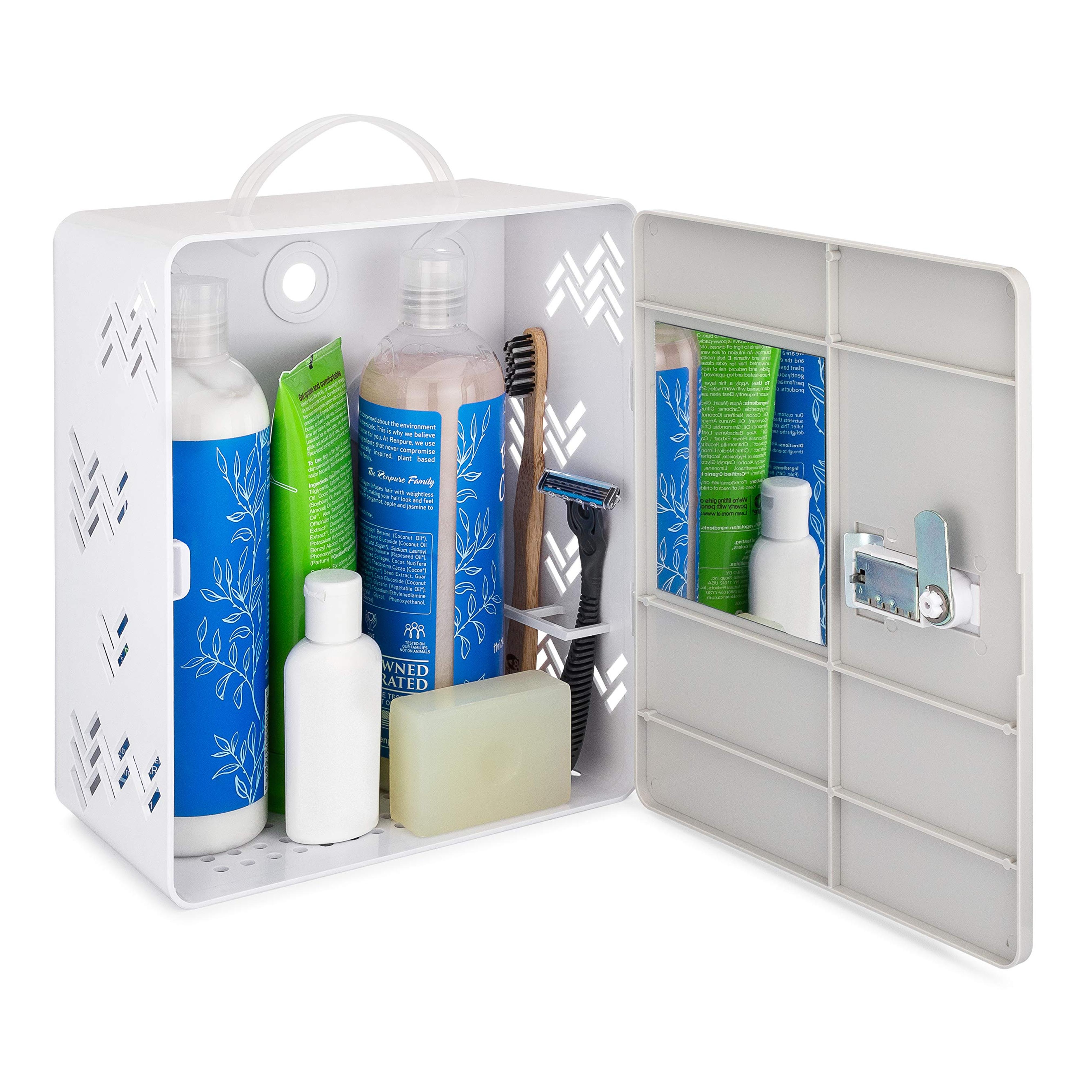 Amazon.com: SHLOCKER Shower Caddy Locker Tote Best for Dorms, College, Coliving, Sharing Bathroom with Roommates or Family. Suction Cups, Lock, Mirror : Home & Kitchen