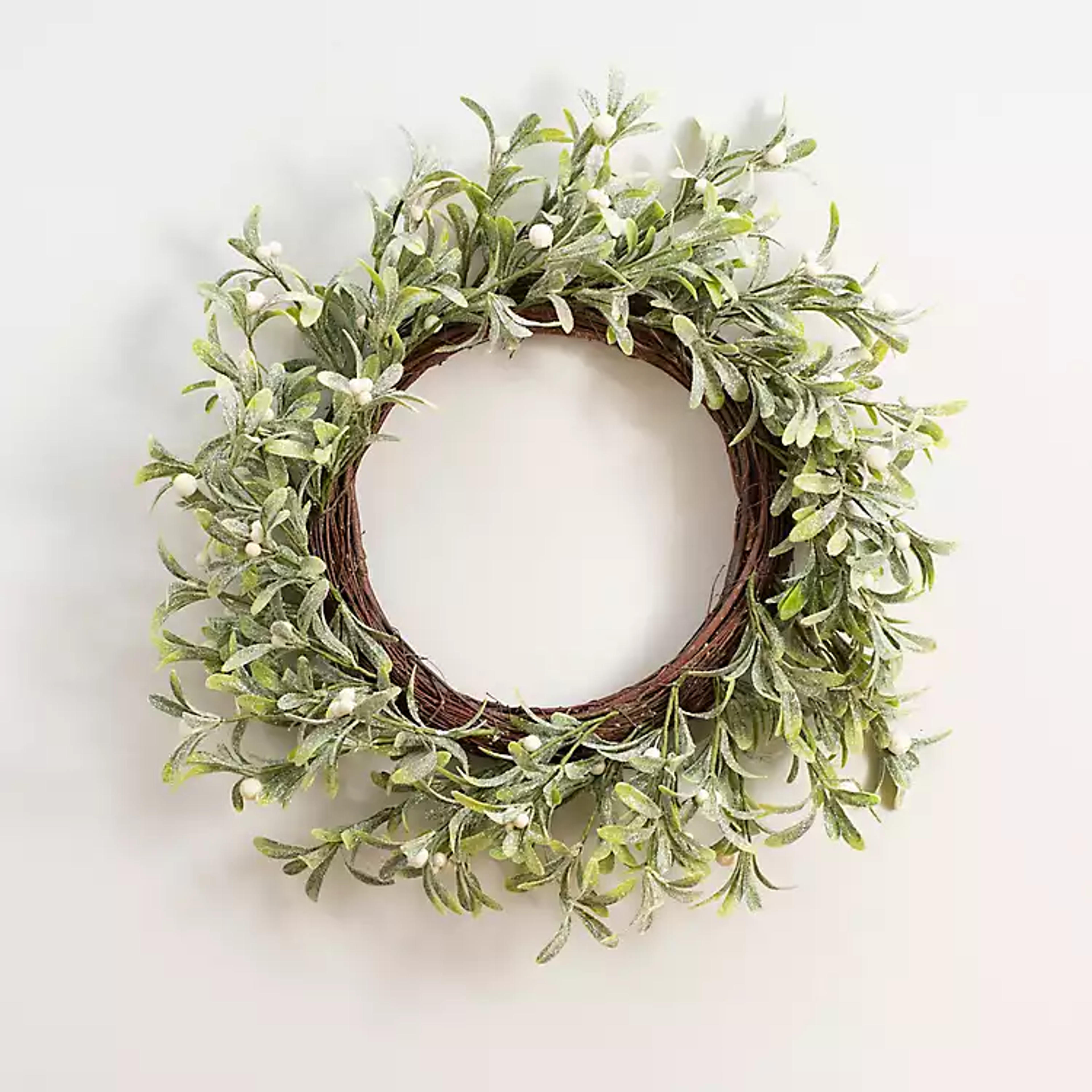 Frosted Mistletoe Cream Berry Wreath | Kirklands Home