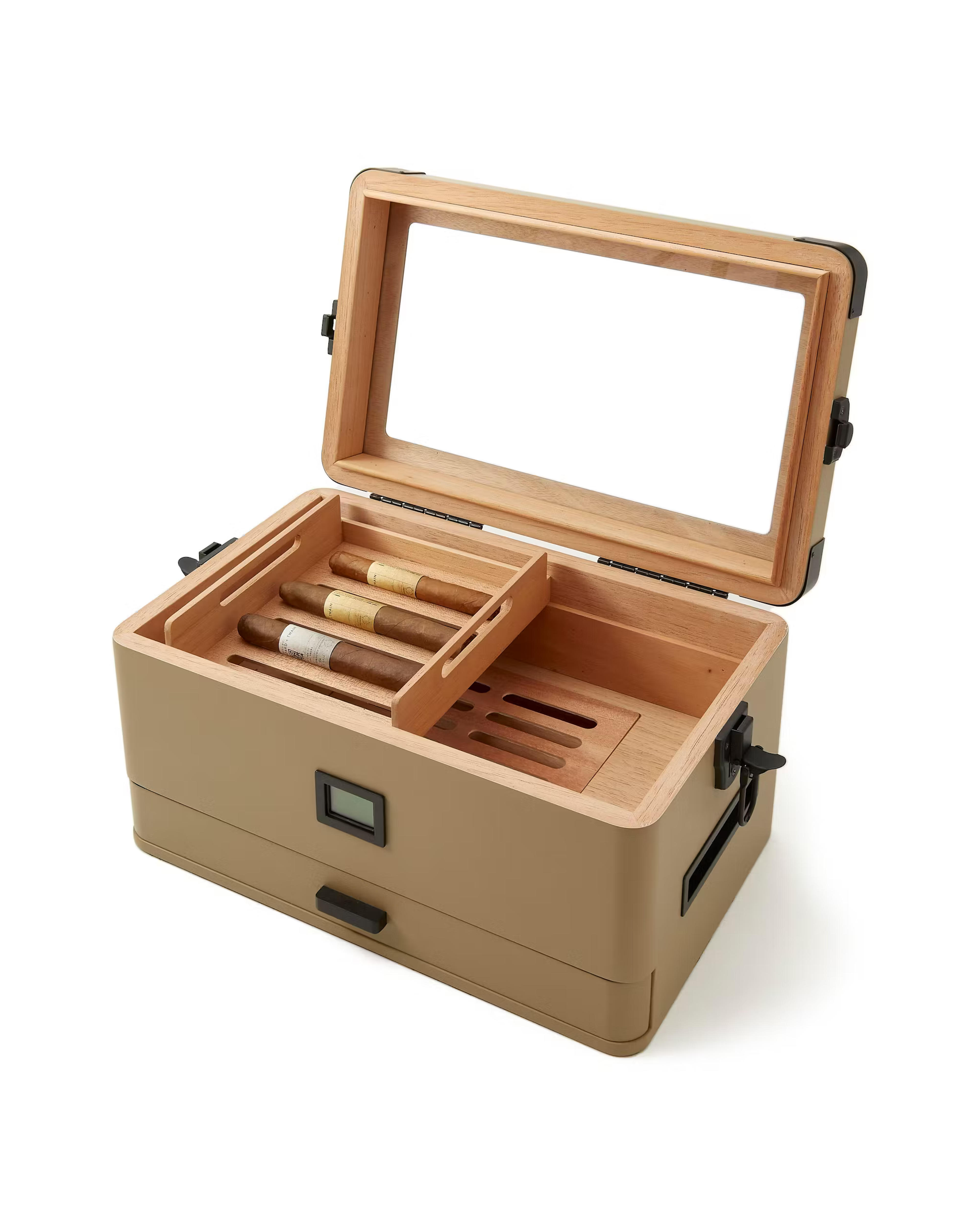 Case Elegance Military Glass Top Cigar Humidor - Exclusive - Tan | Home Accessories | Huckberry