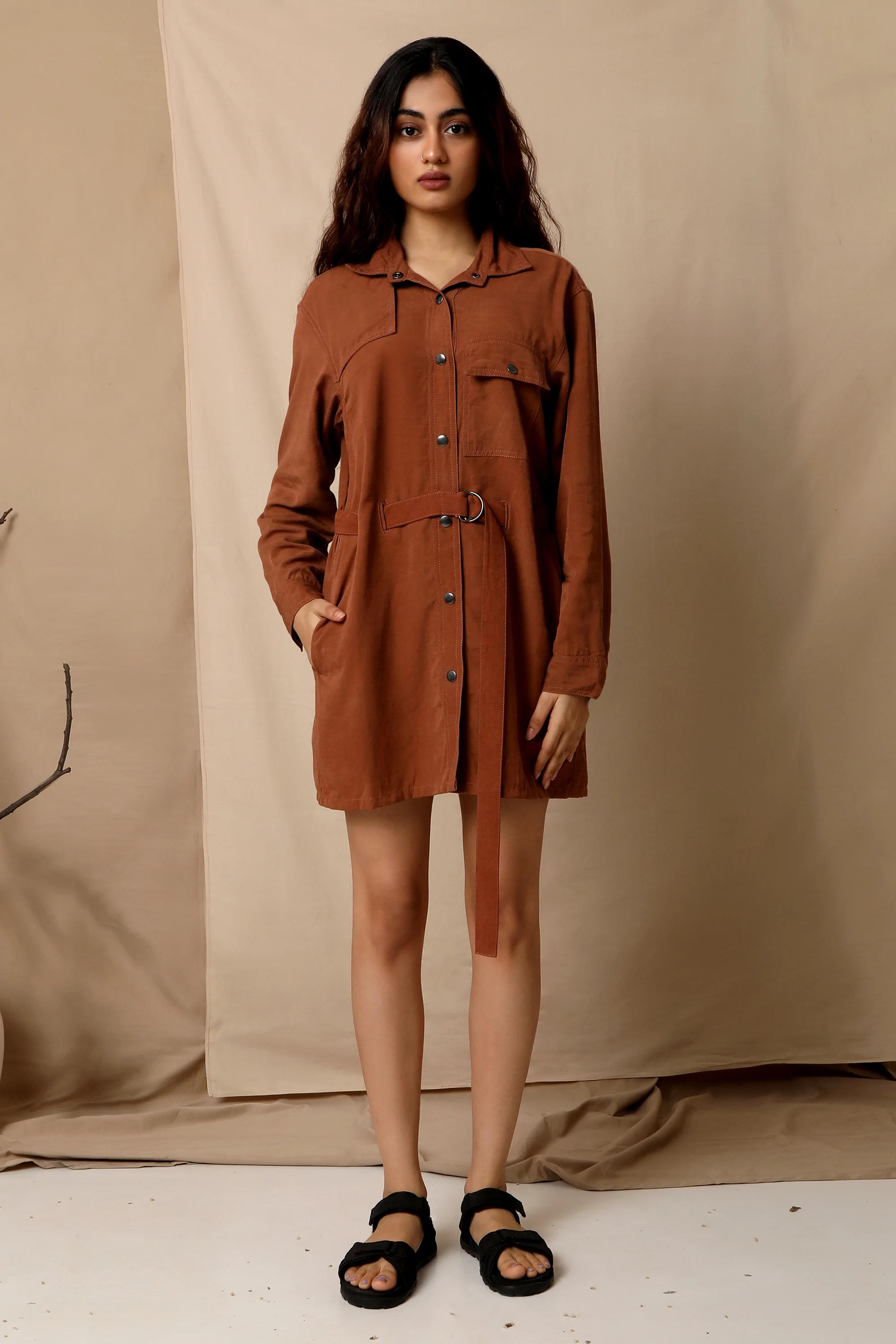 New Yorker Shirt Dress Copper Brown