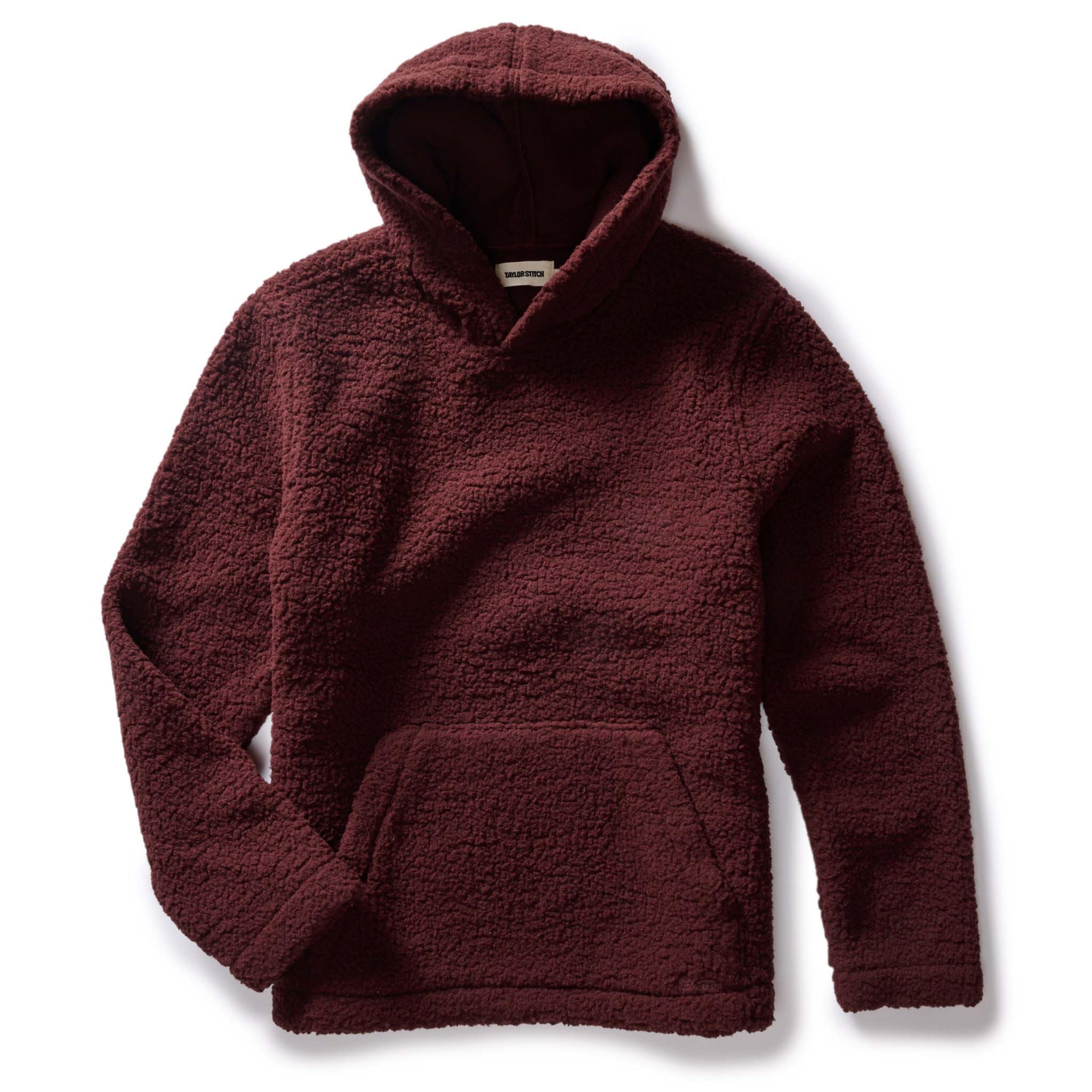 The Nomad Hoodie in Burgundy Sherpa