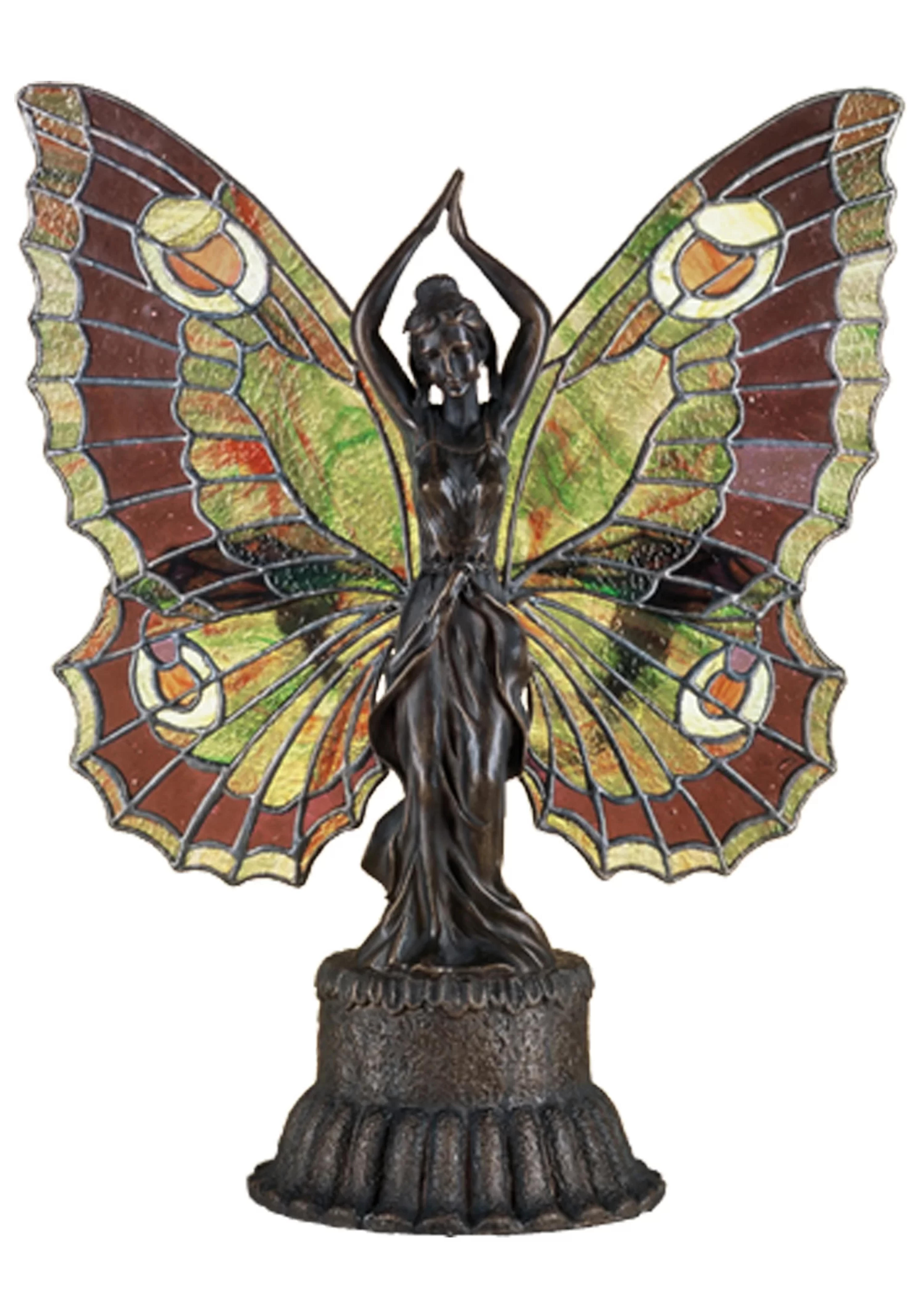 Butterfly Animals Lady 17" Lighted Art Glass Novelty Light