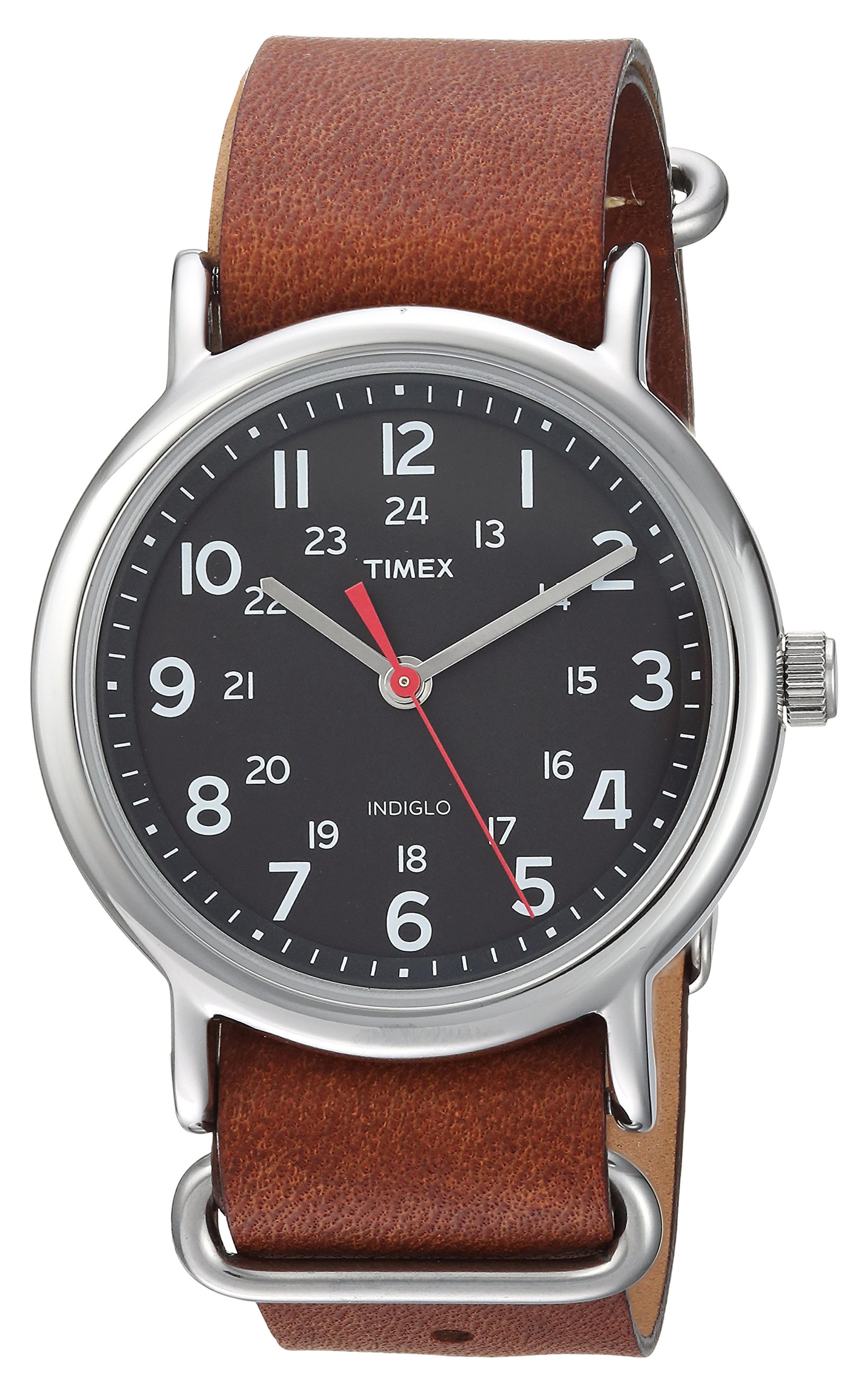 Timex Unisex T2N647 Weekender 38mm Black Nylon Slip Brown/Black/Silver-Tone