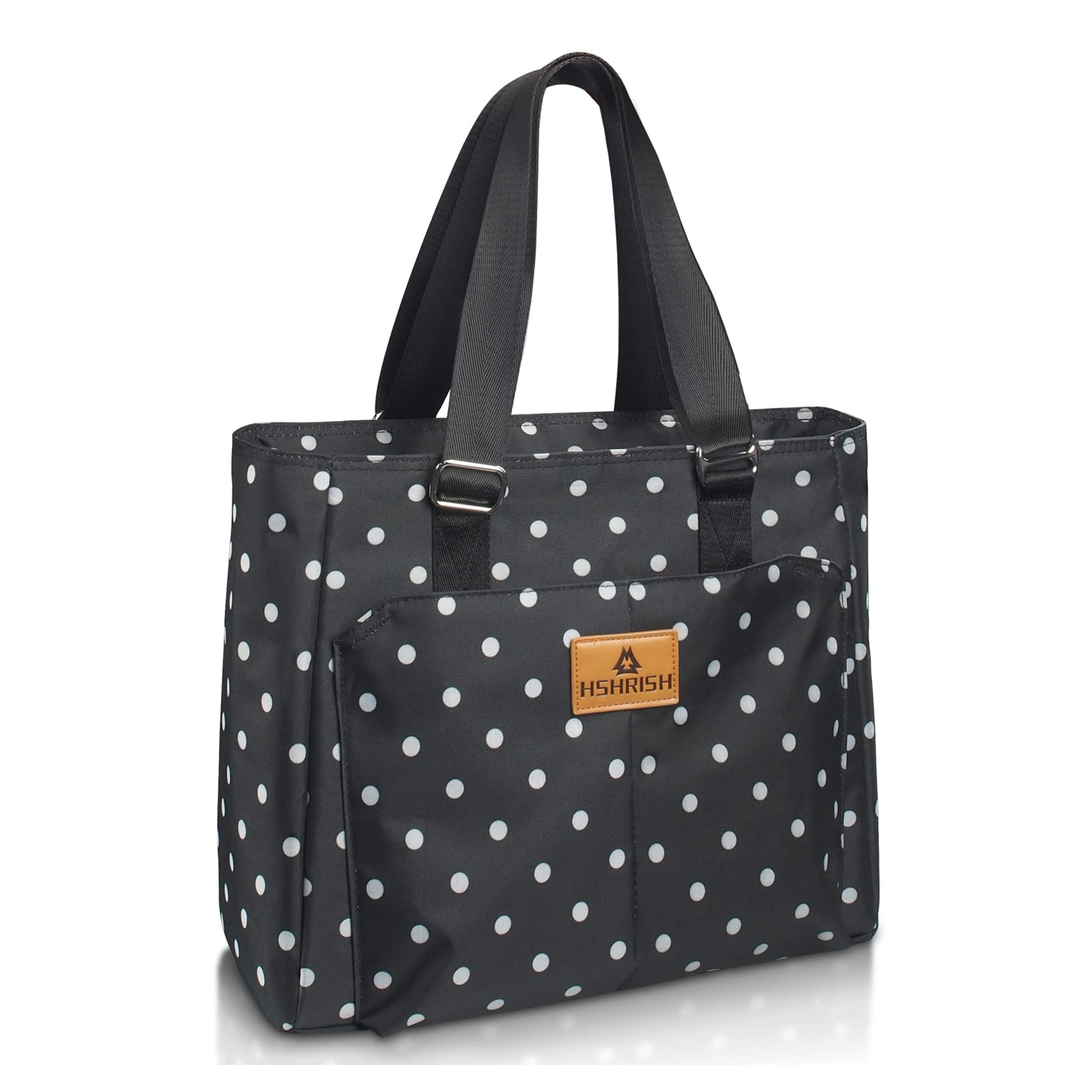 Limited-time deal: Insulated Lunch Bags for Women, Large Leakproof Tote Bag with 2 Pockets, Durable Cooler Bag for Work Shopping Outdoor Picnic, 14L(Polka Dots), HSHRISH