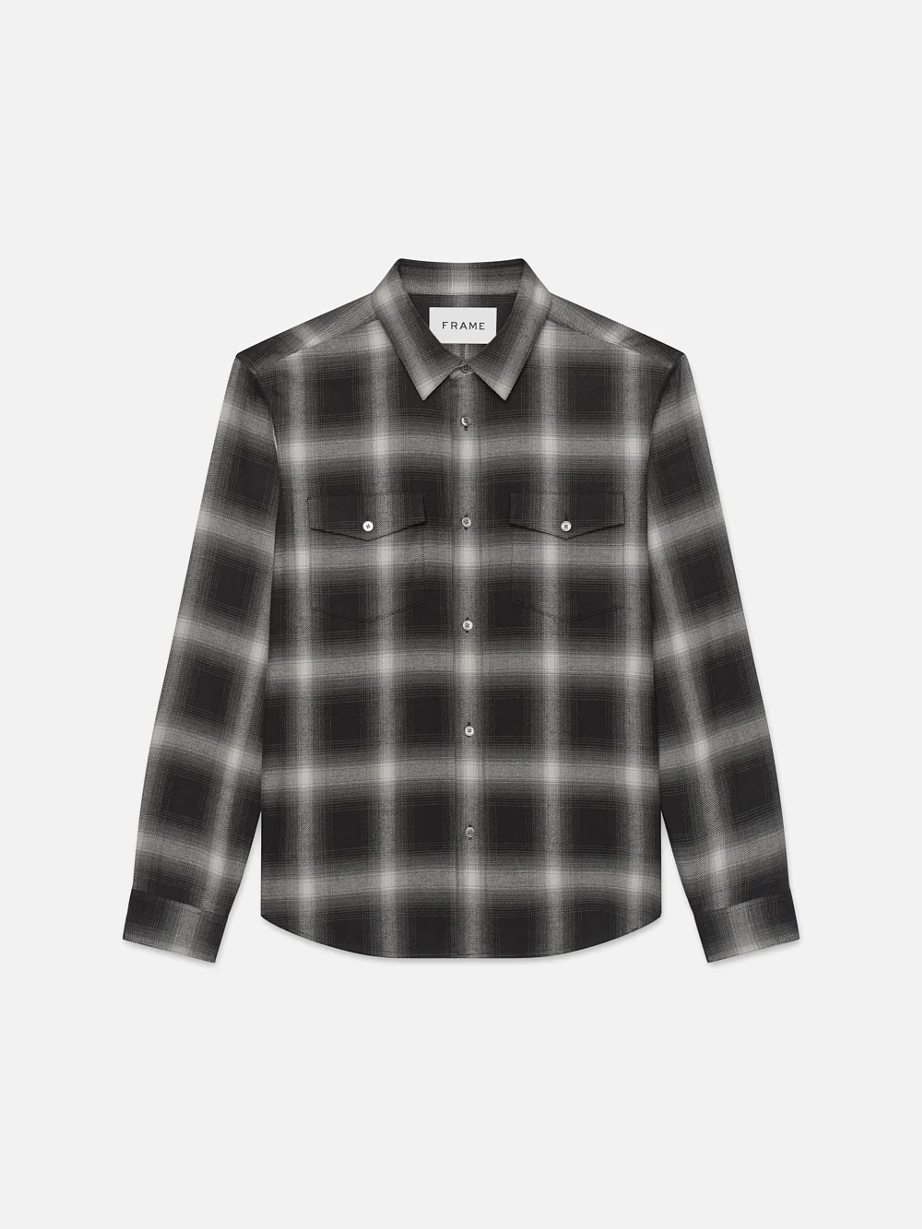 Brushed Cotton Plaid Shirt in Grey – FRAME