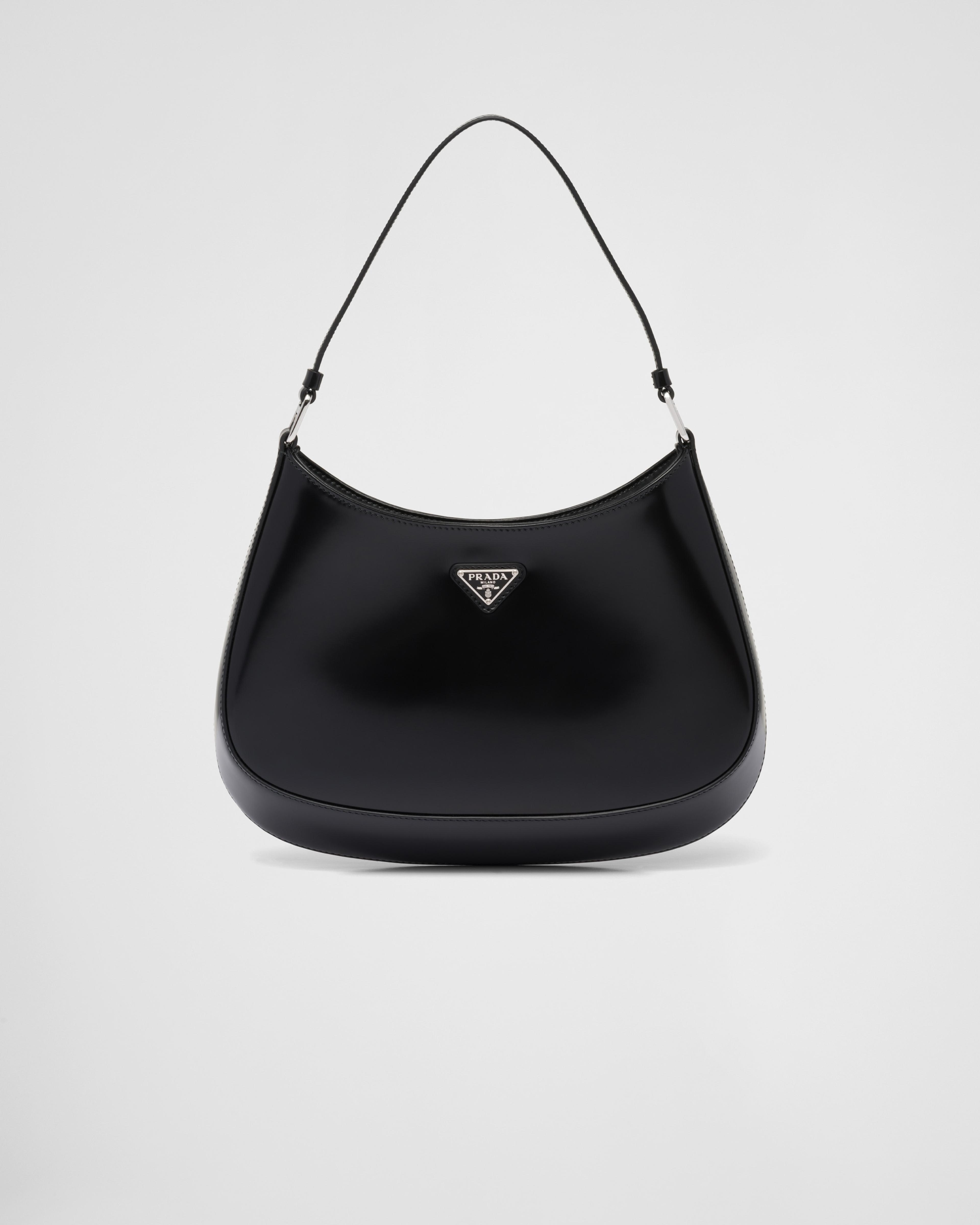 Prada Cleo Brushed Leather Shoulder Bag, Women, Black