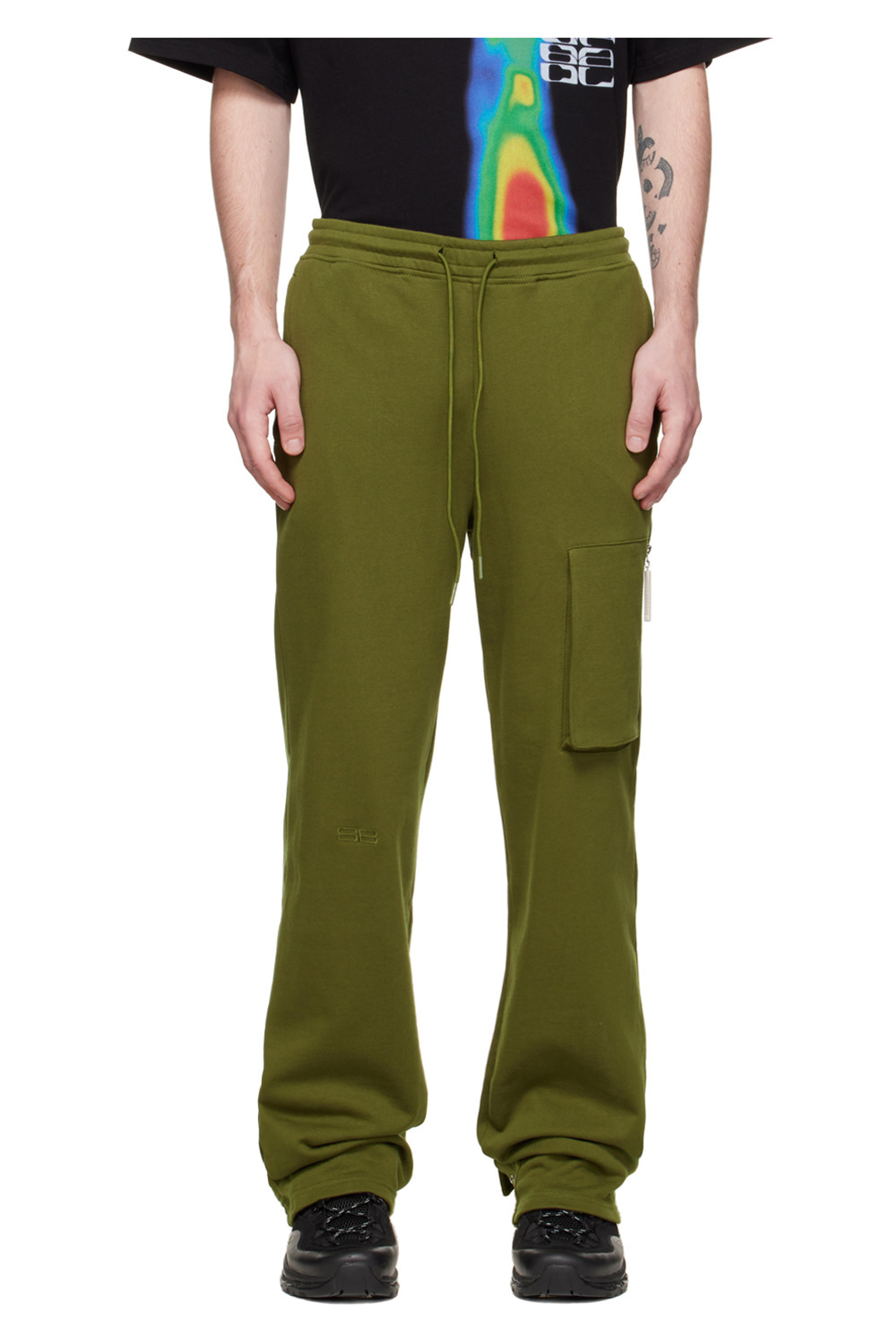 Green Wide-Leg Sweatpants by SPENCER BADU on Sale